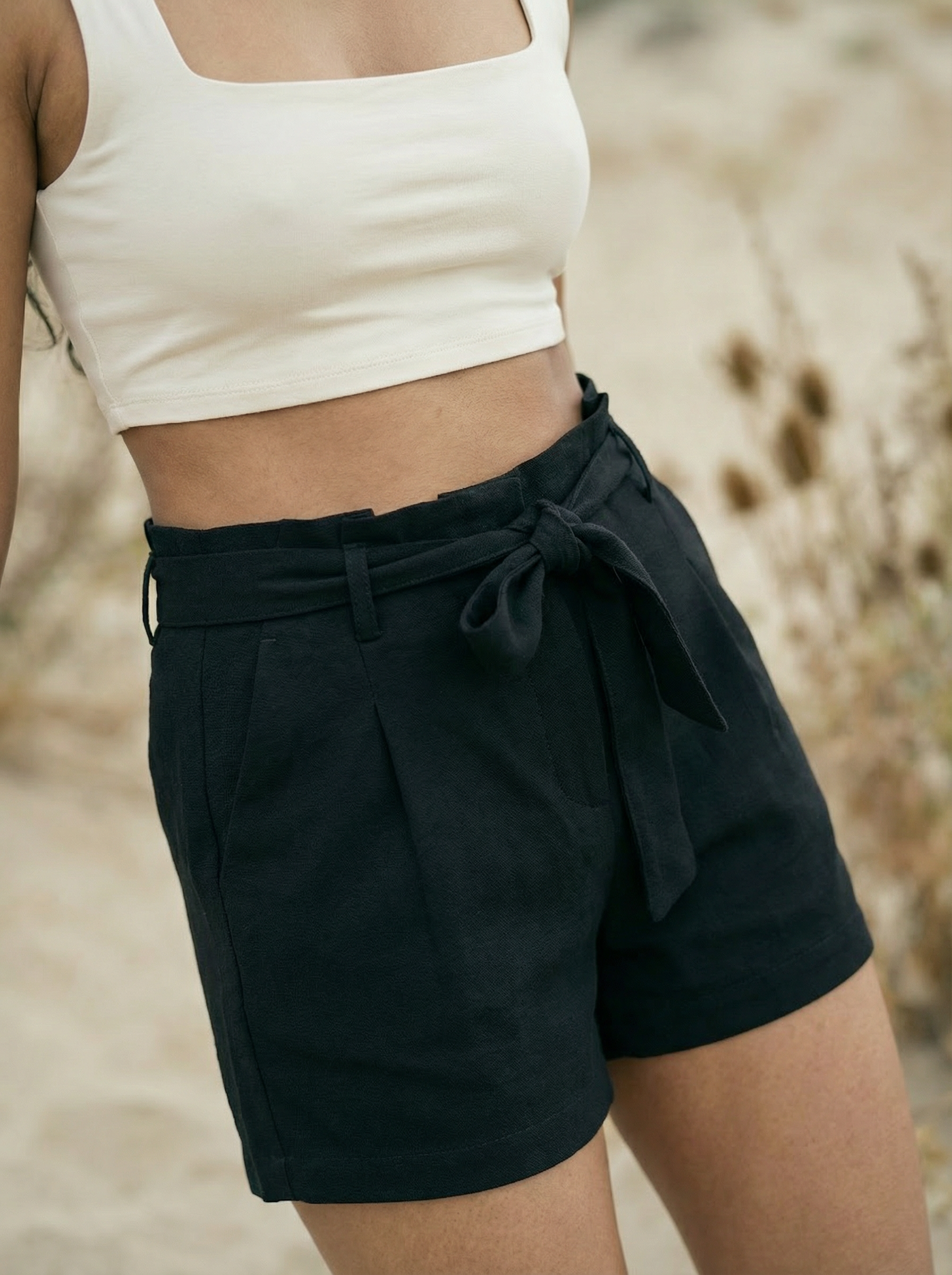 Black Regular Fit Womens Shorts