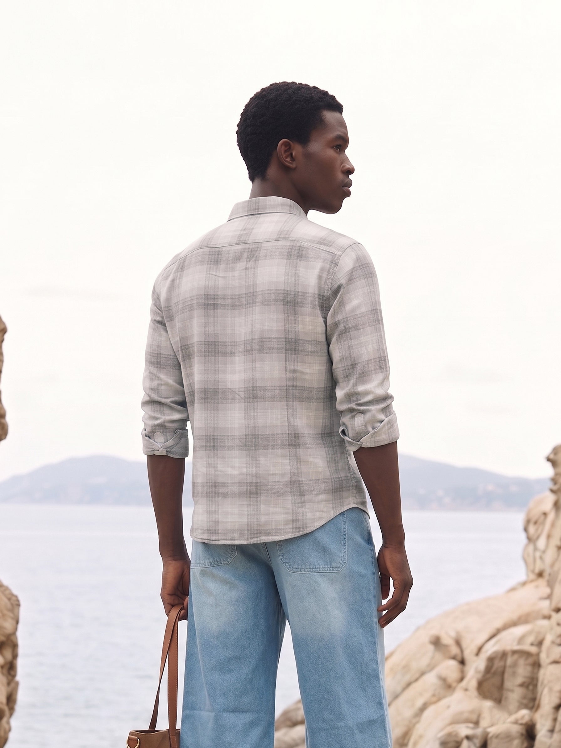 Men's Checks Grey Regular Fit  Shirt