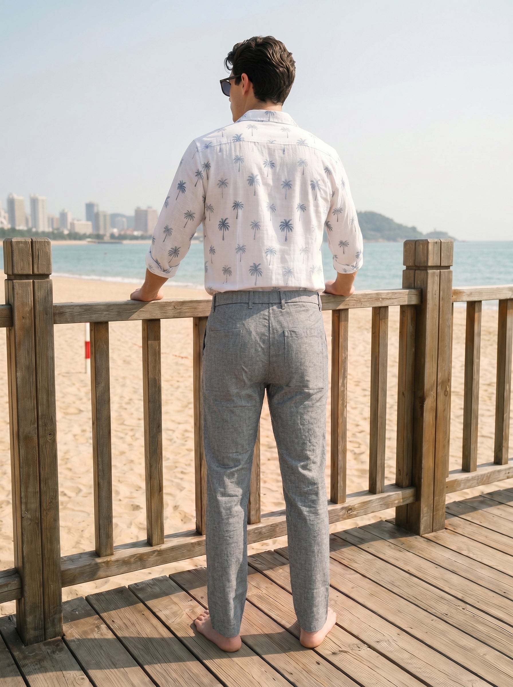 Men's Linen Lycra Pista Loose Fit Trouser