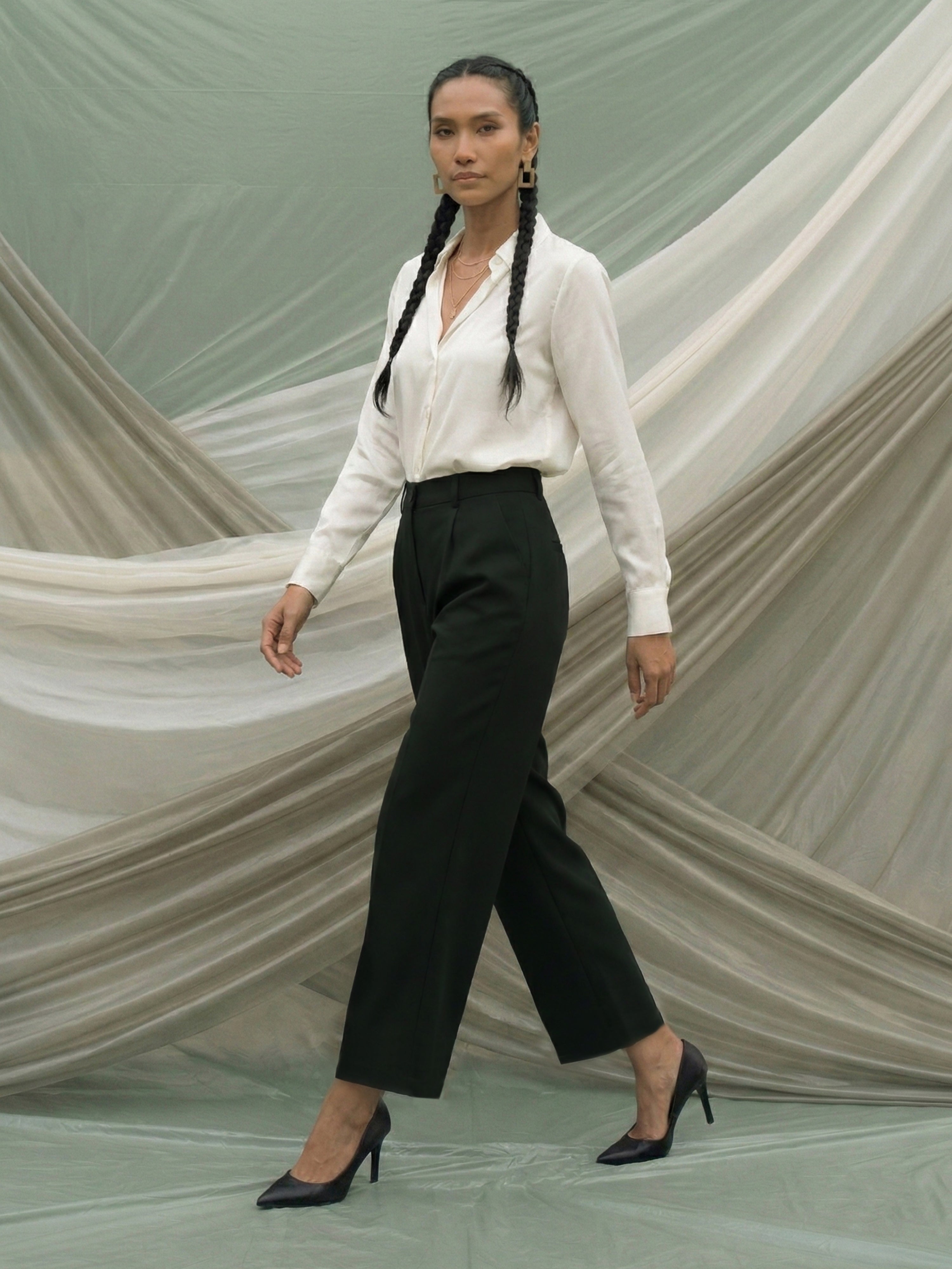 Olive Twill  Trouser For Womens