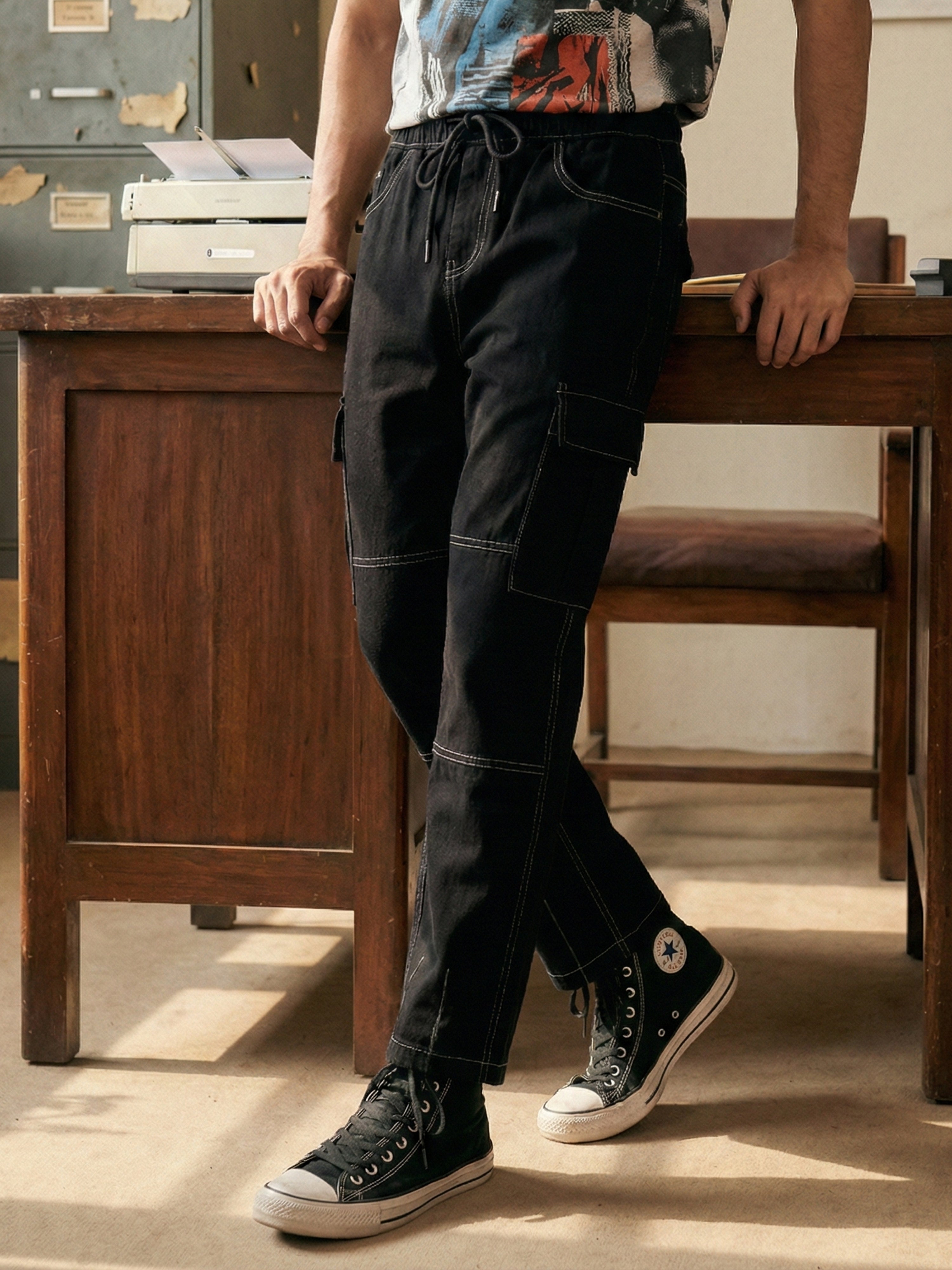 Black Denim  Mens Jogger For Male