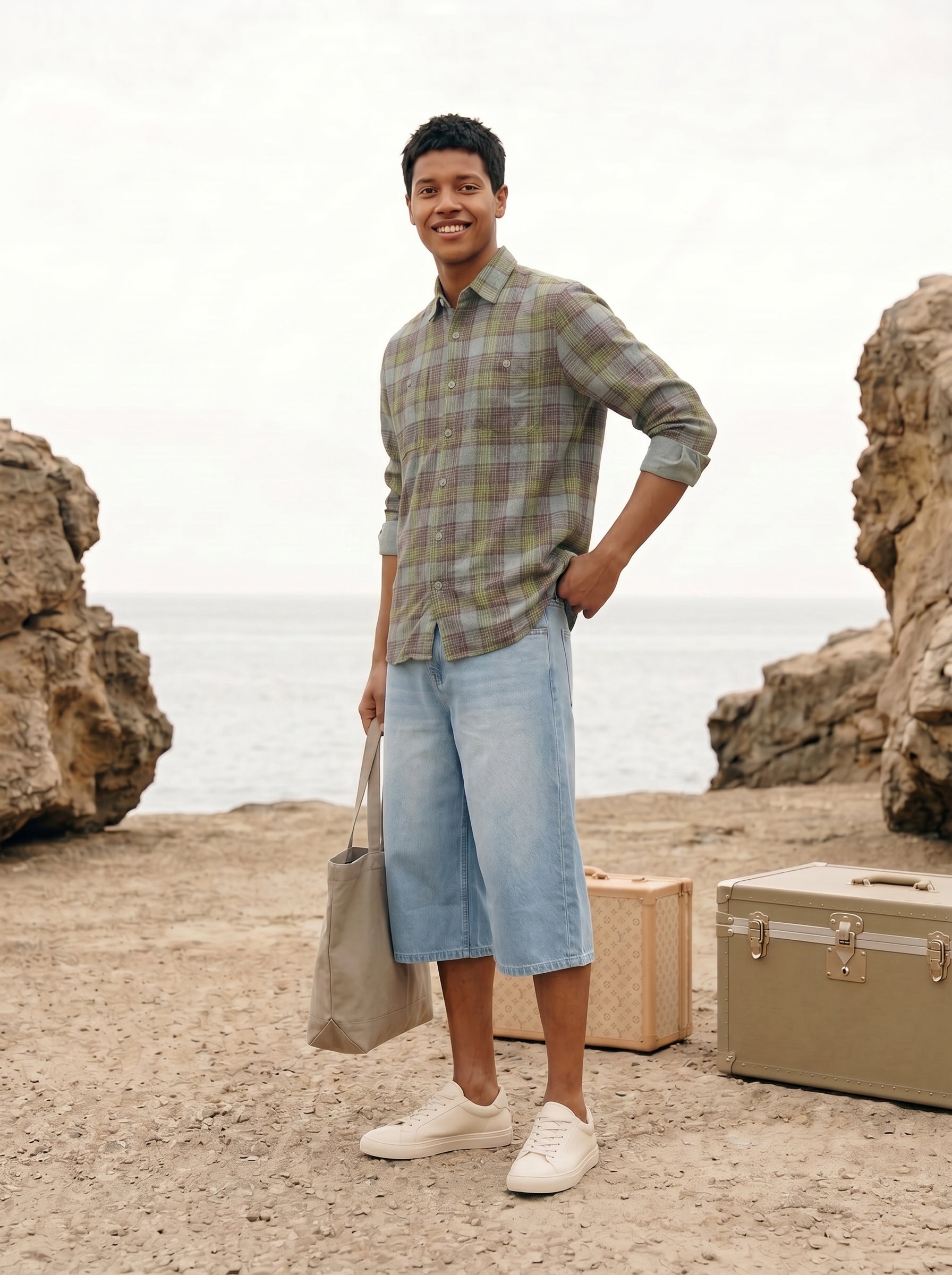 Men's Checks Green Relaxed  Fit Shirt