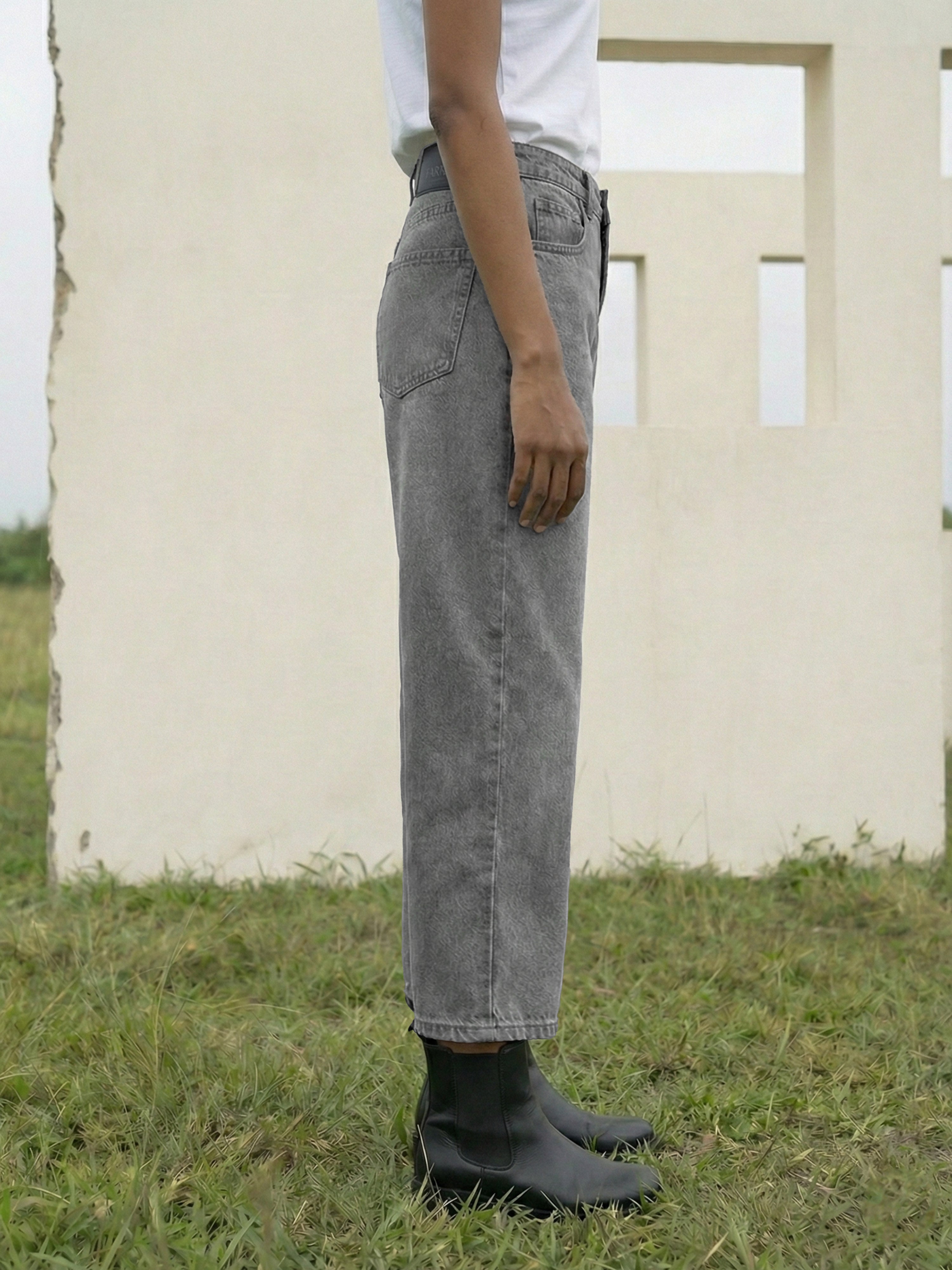 Grey Cotton Denim  Jeans For Womens