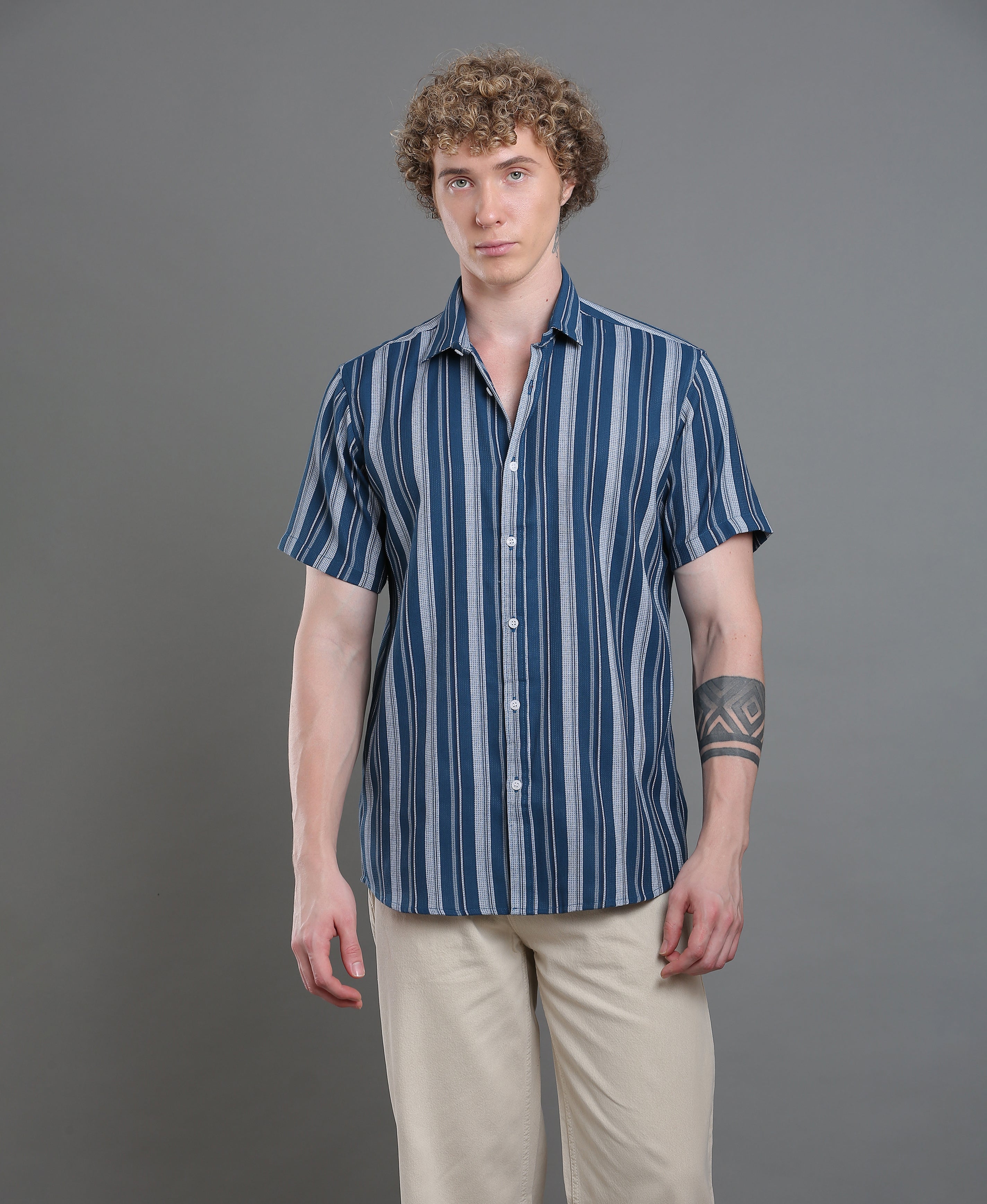 Azure Stripe Tailored Shirt