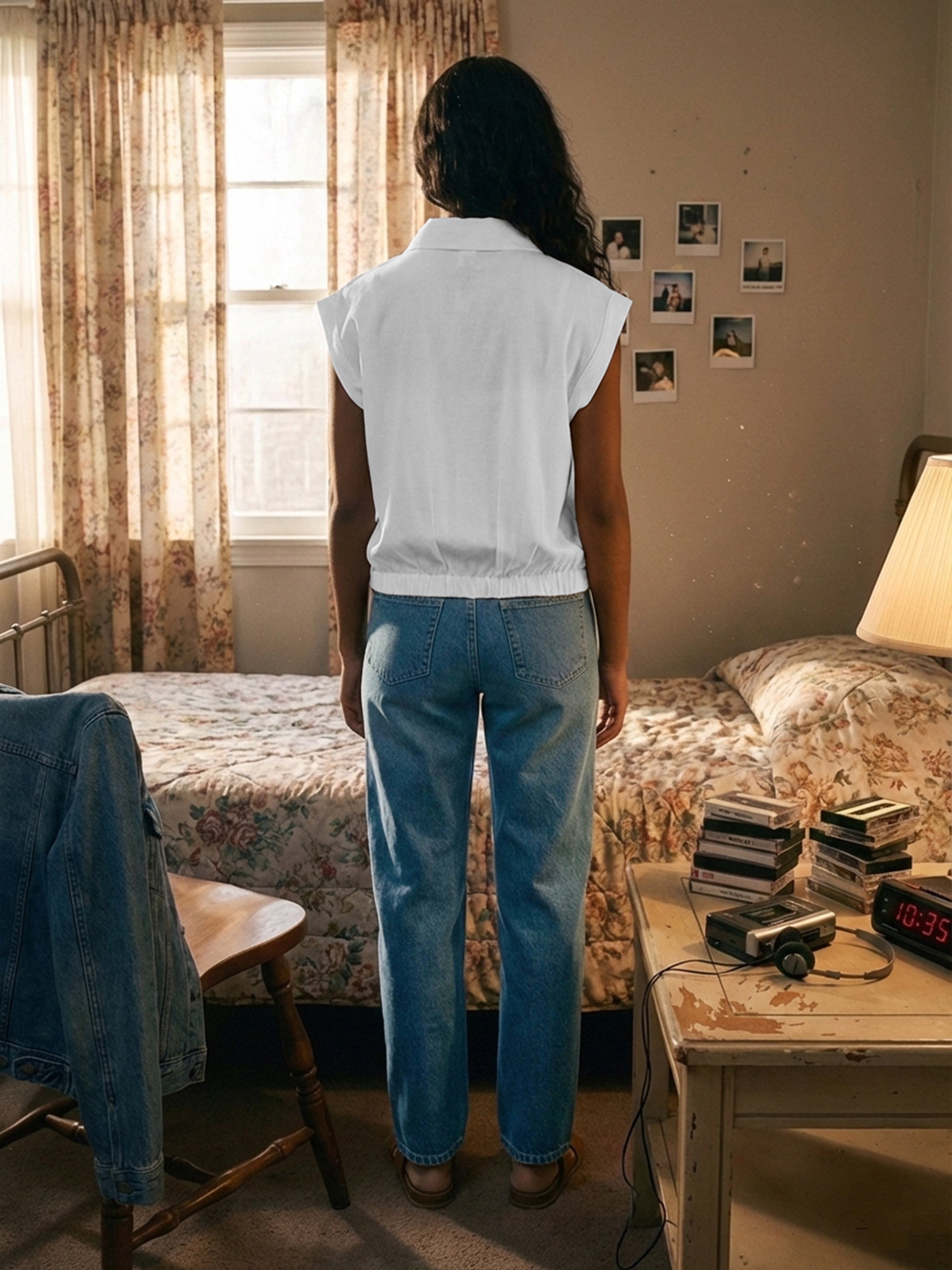 Women's Off White Nylon Viscose Viscose Shirt with Collar Neck Neck