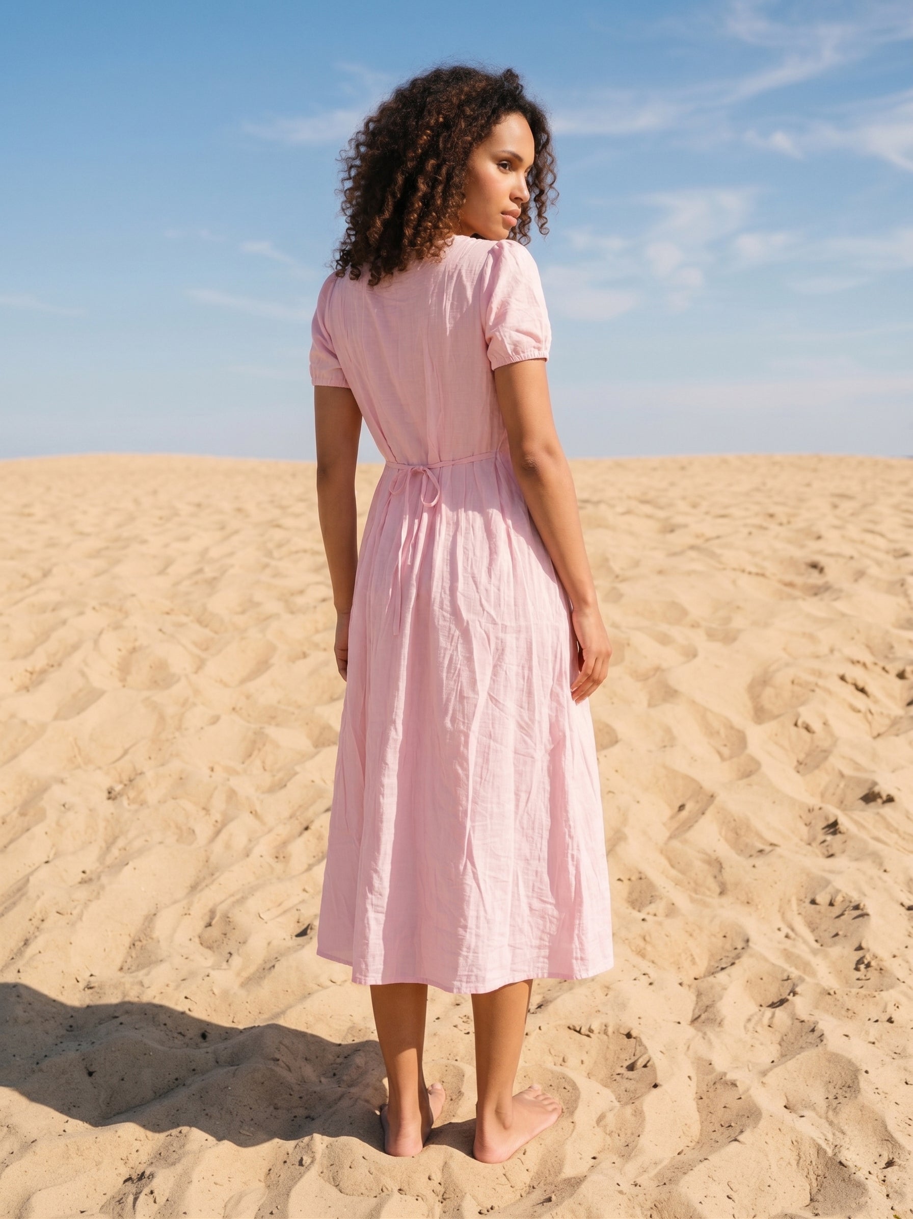 Women's Nylon Viscose Pink Regular Fit Dresses