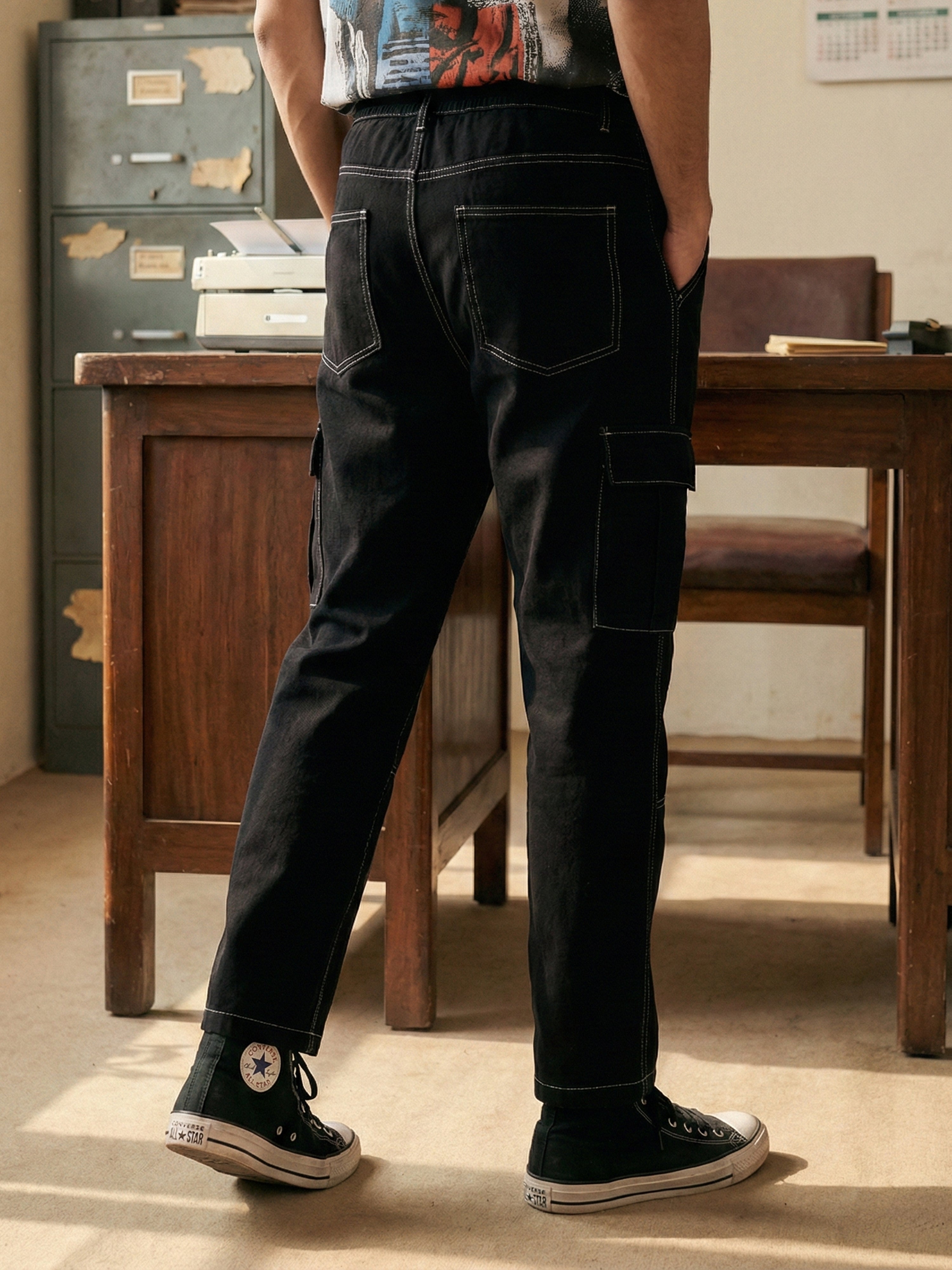 Black Denim  Mens Jogger For Male