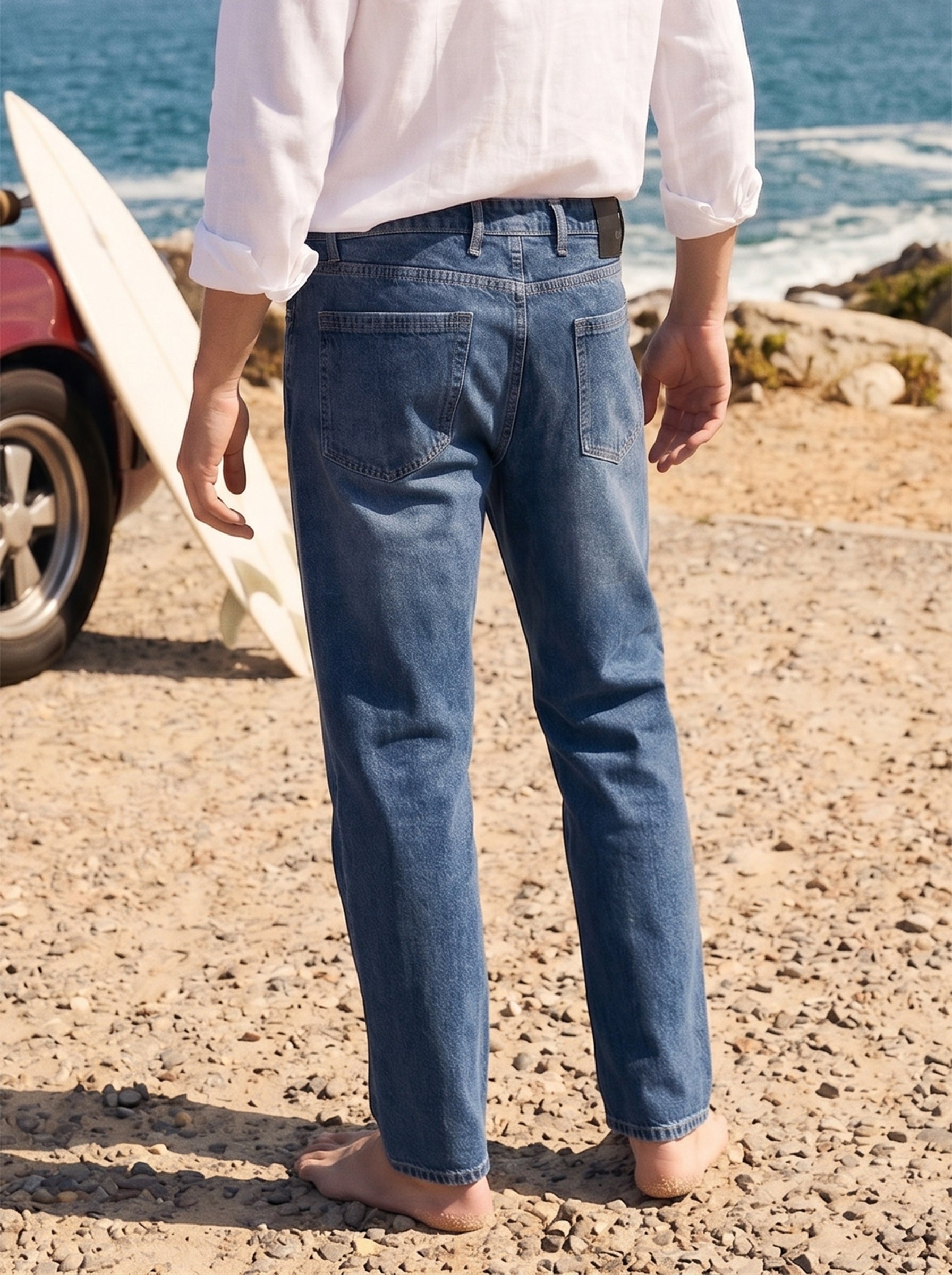 Men's Blue Loose Fit Denim Cotton Jeans