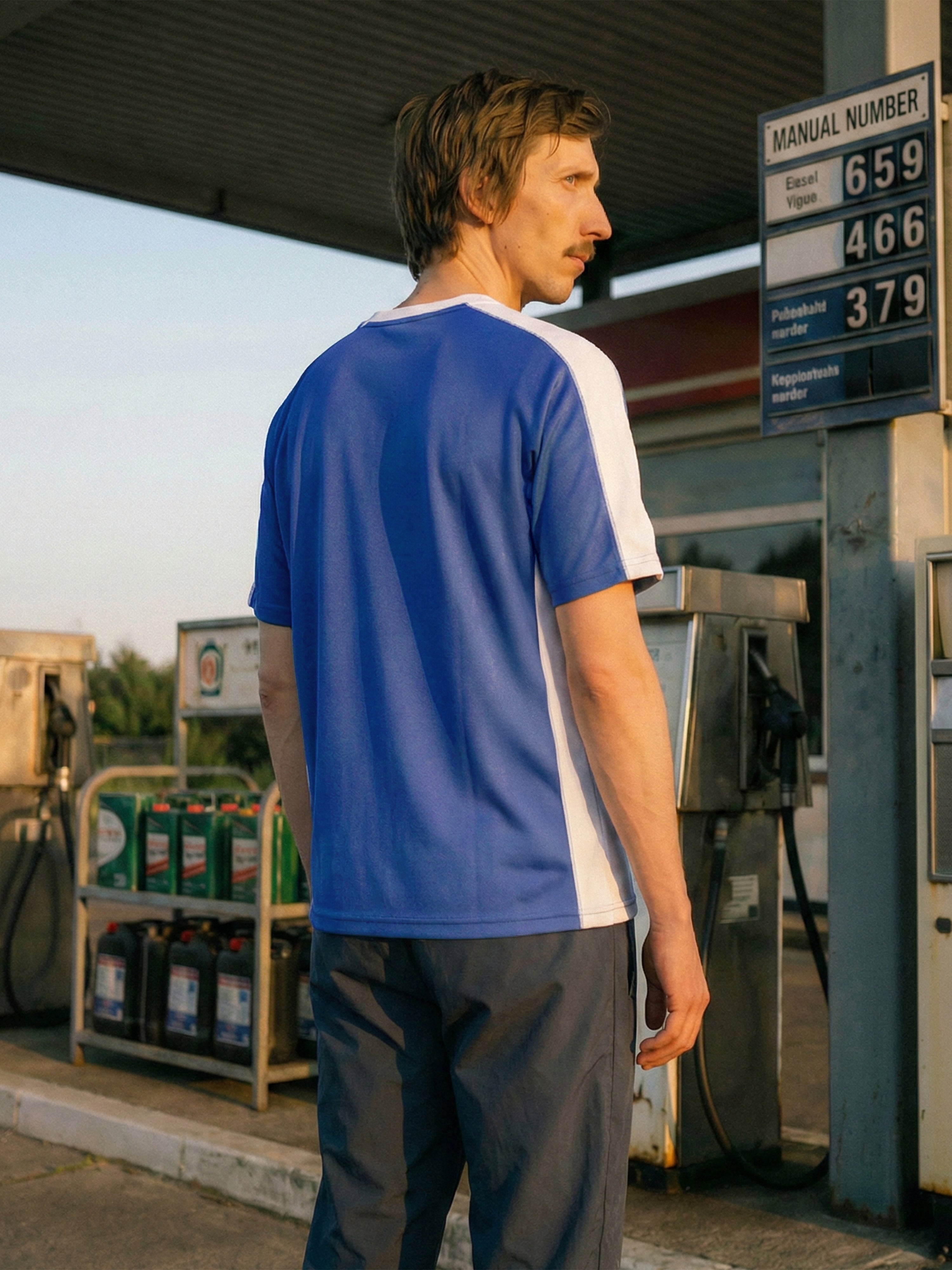 Amparo Blue Cotton Looper Crew Neck Half Sleeve T Shirt For Male