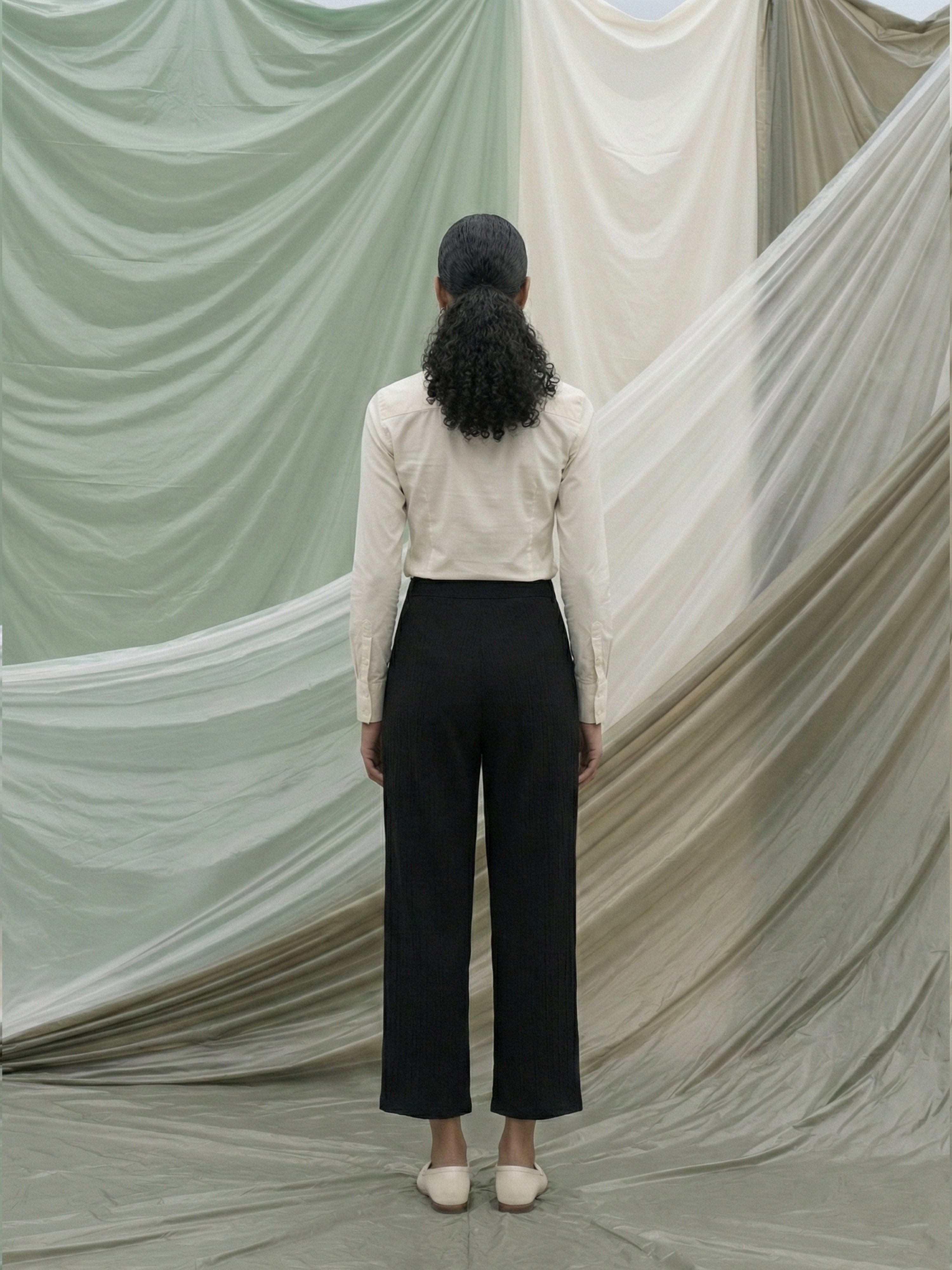 Black Rayon Crepe Flared Women’s Bottom