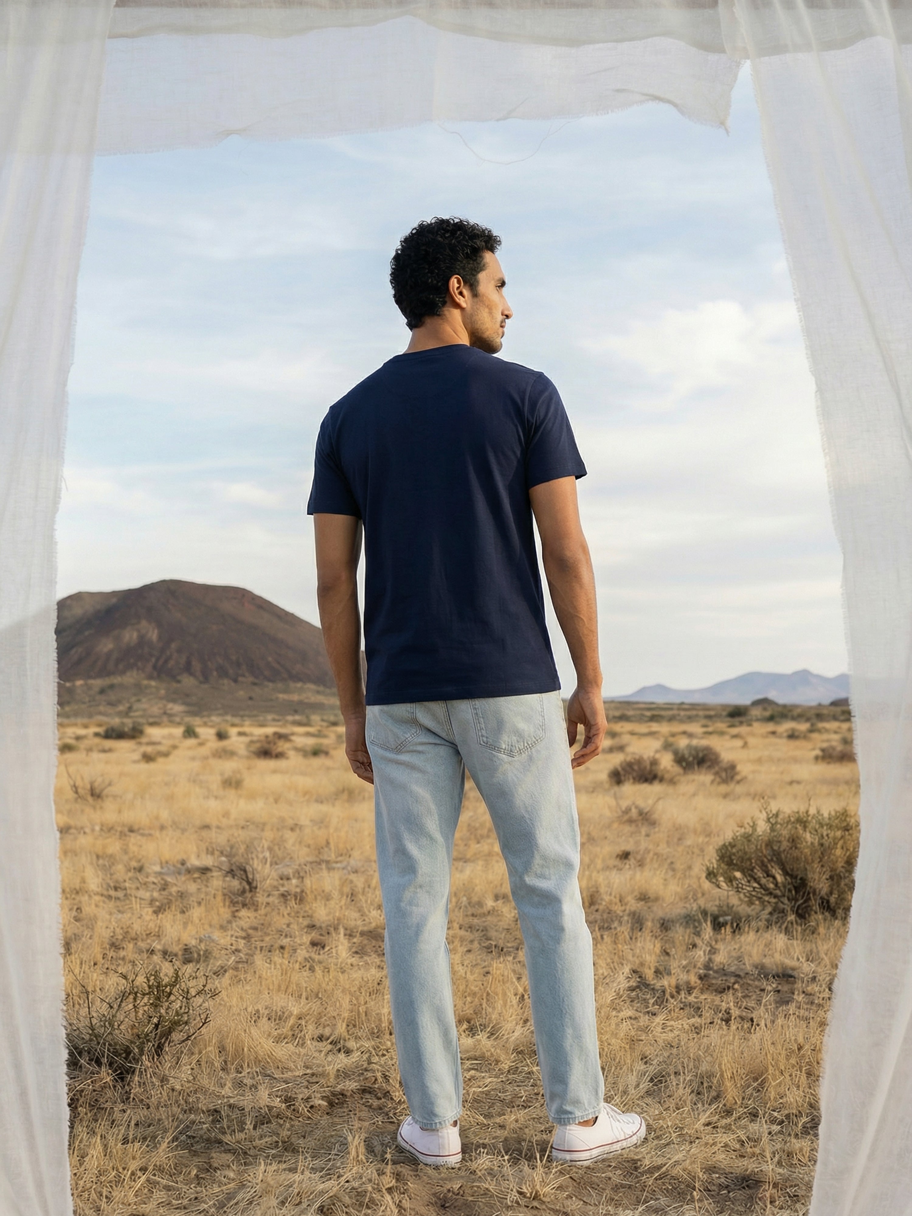 Navy Blazer Single Jersey Round Neck Half T Shirt For Male