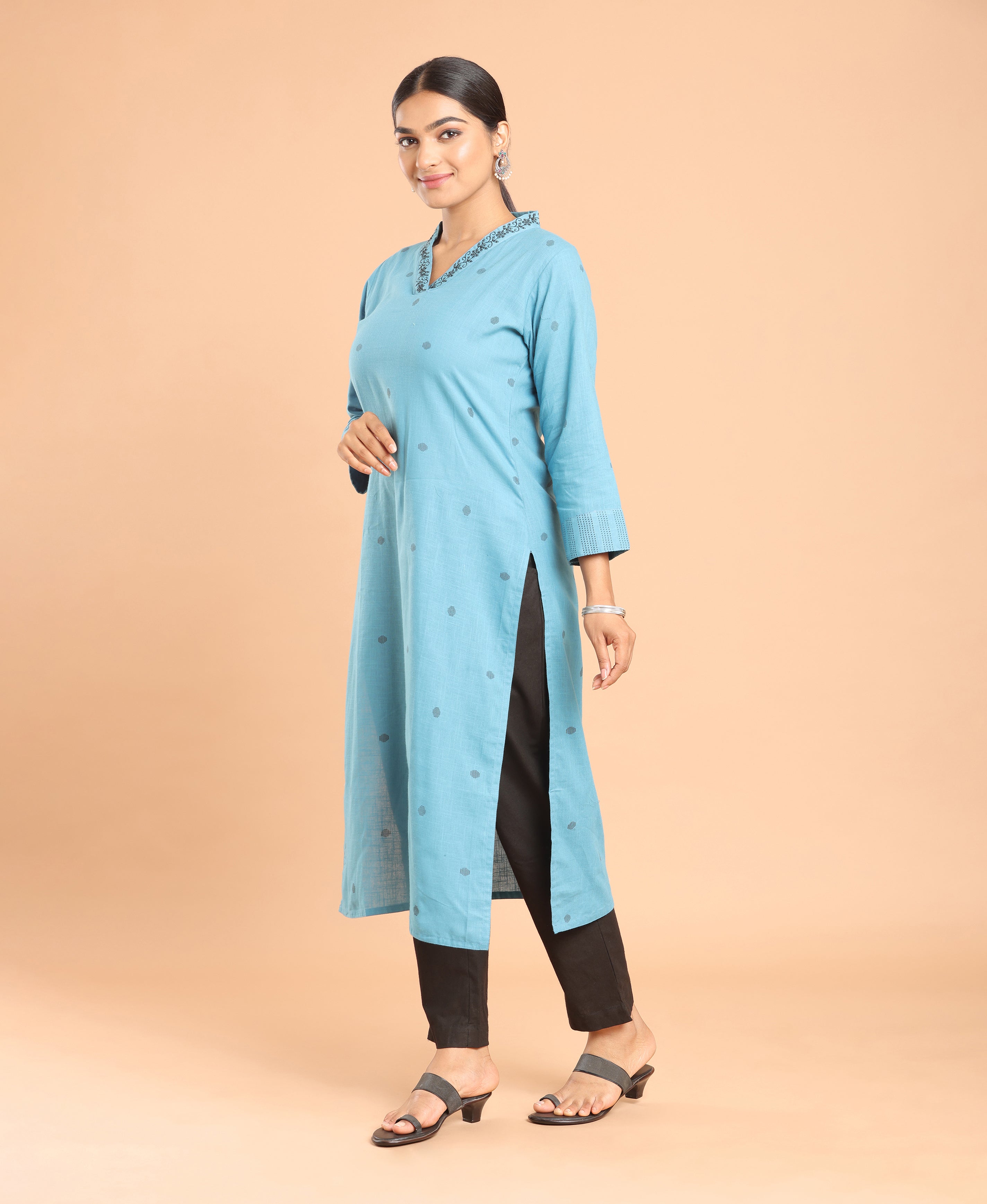 Azure Slub Cotton Kurti