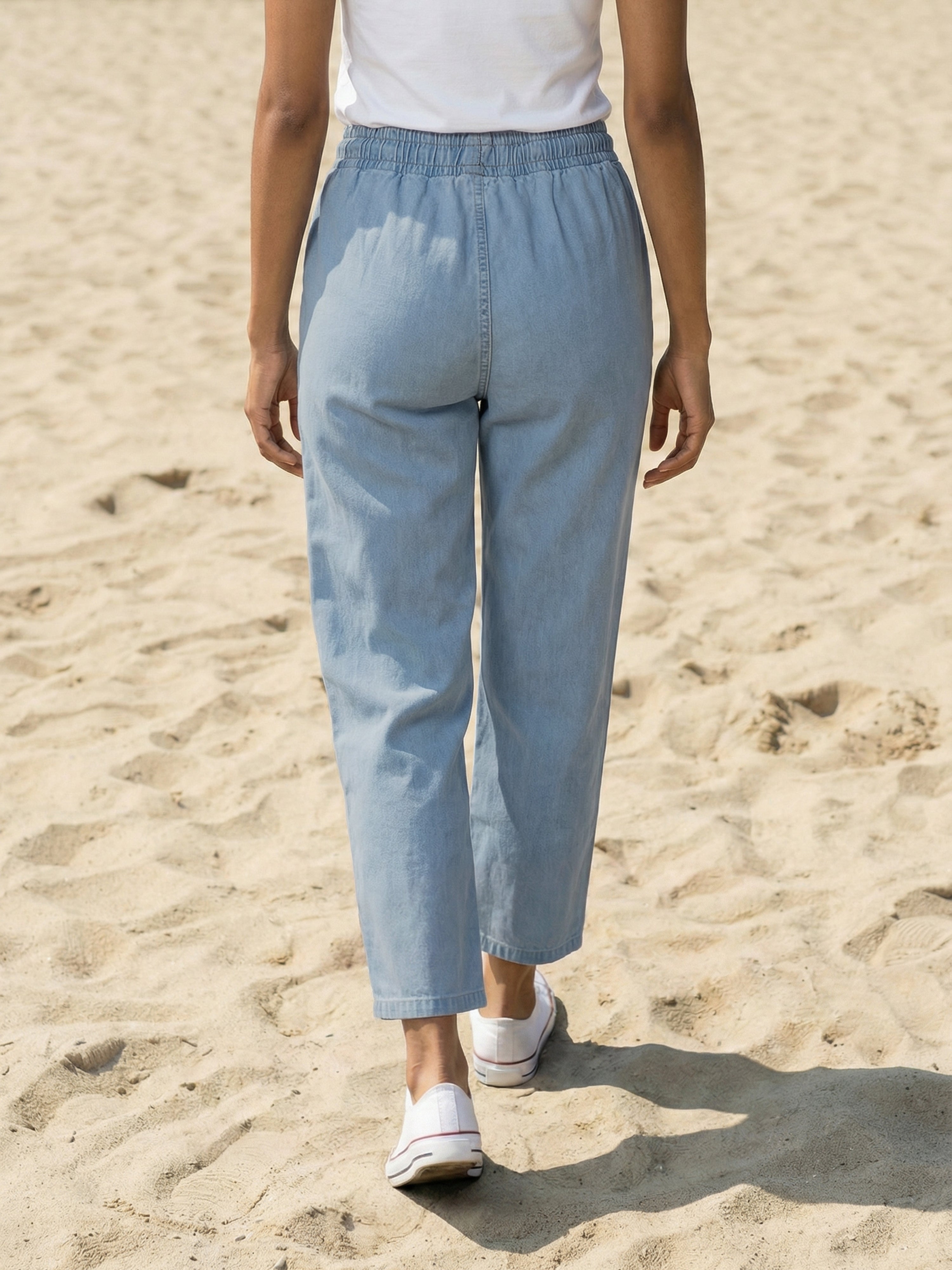 Women's Ice Blue  Cotton Denim Jeans