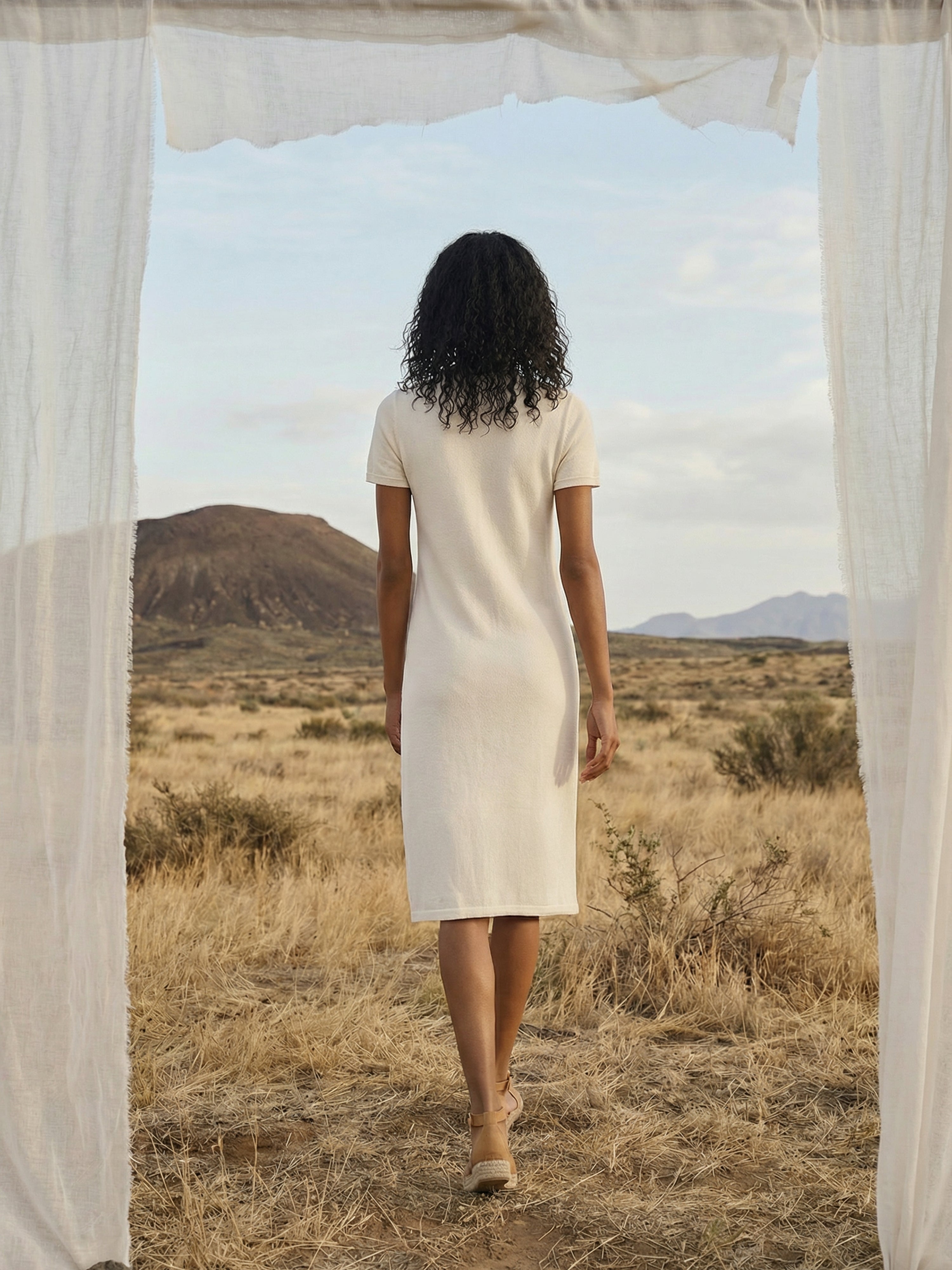 Women's White Knit Dresses with V Neck Neck