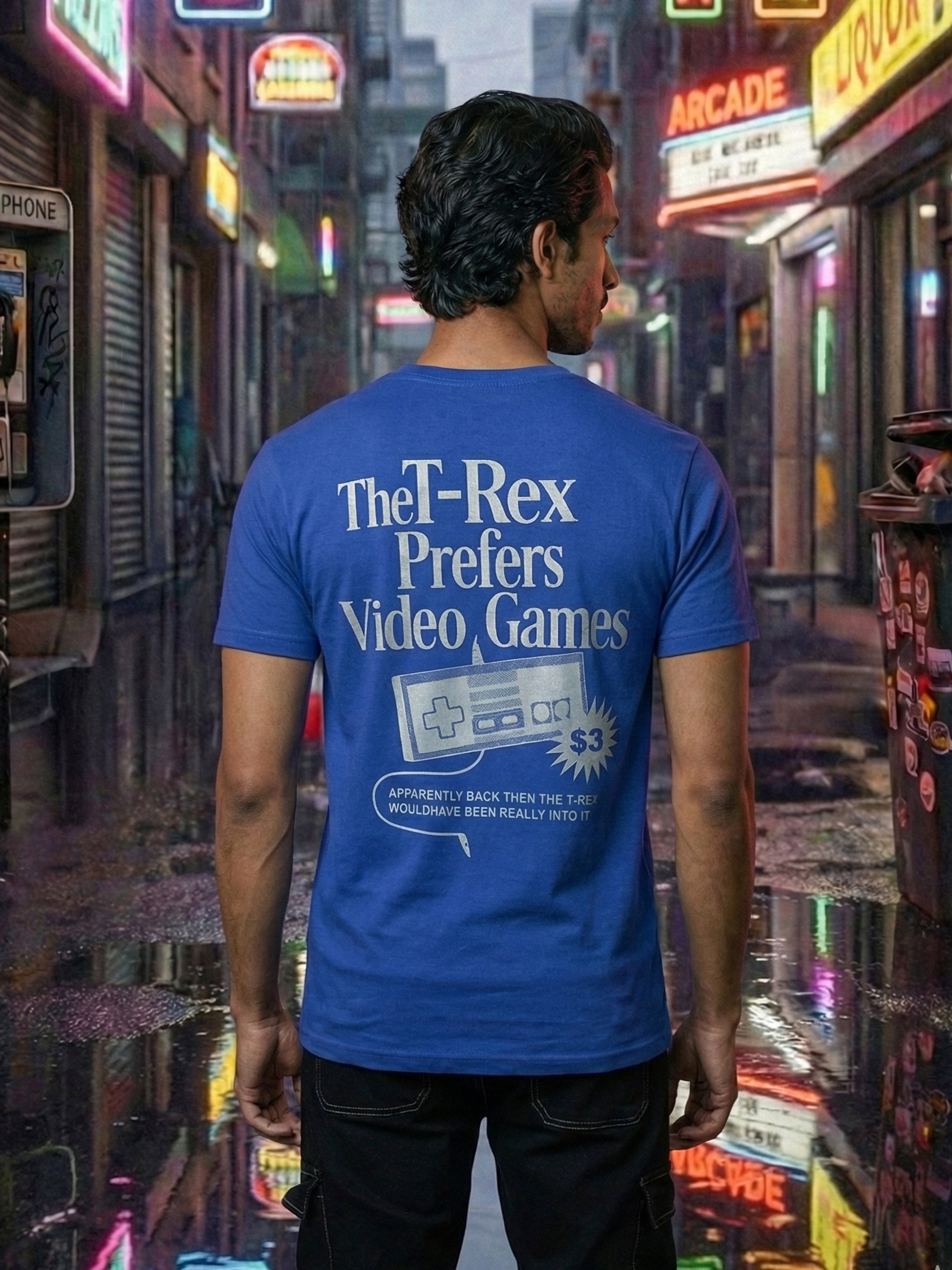 Blue Cotton Jersy  Round Neck Half Sleeve T Shirt For Male