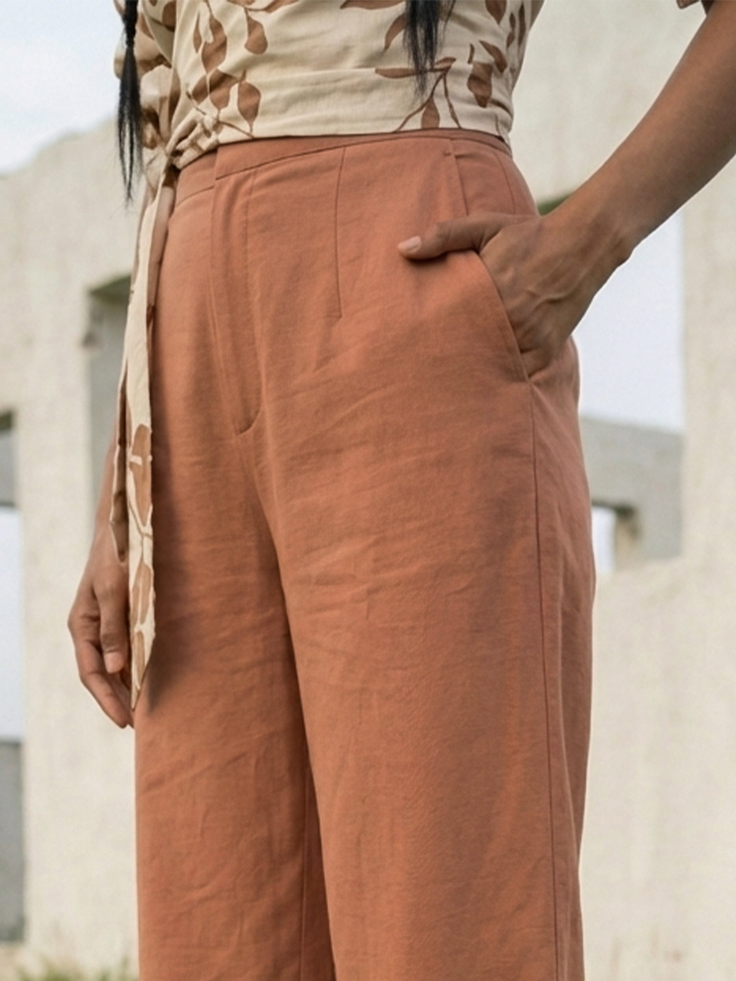 Beige Rayon Crepe Flared Women’s Palazzo