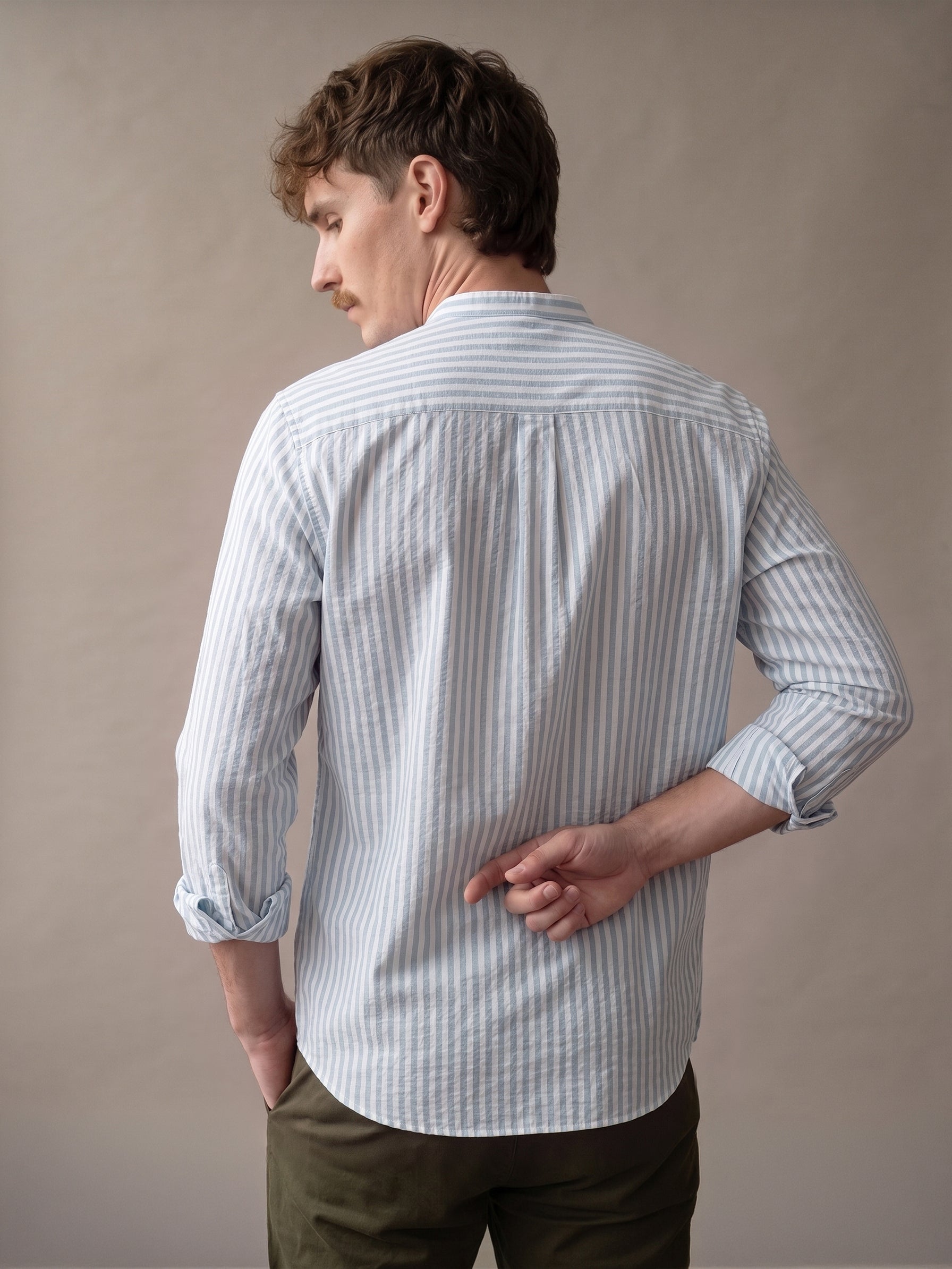 Men's Stripes Light Blue Relaxed Fit Shirt