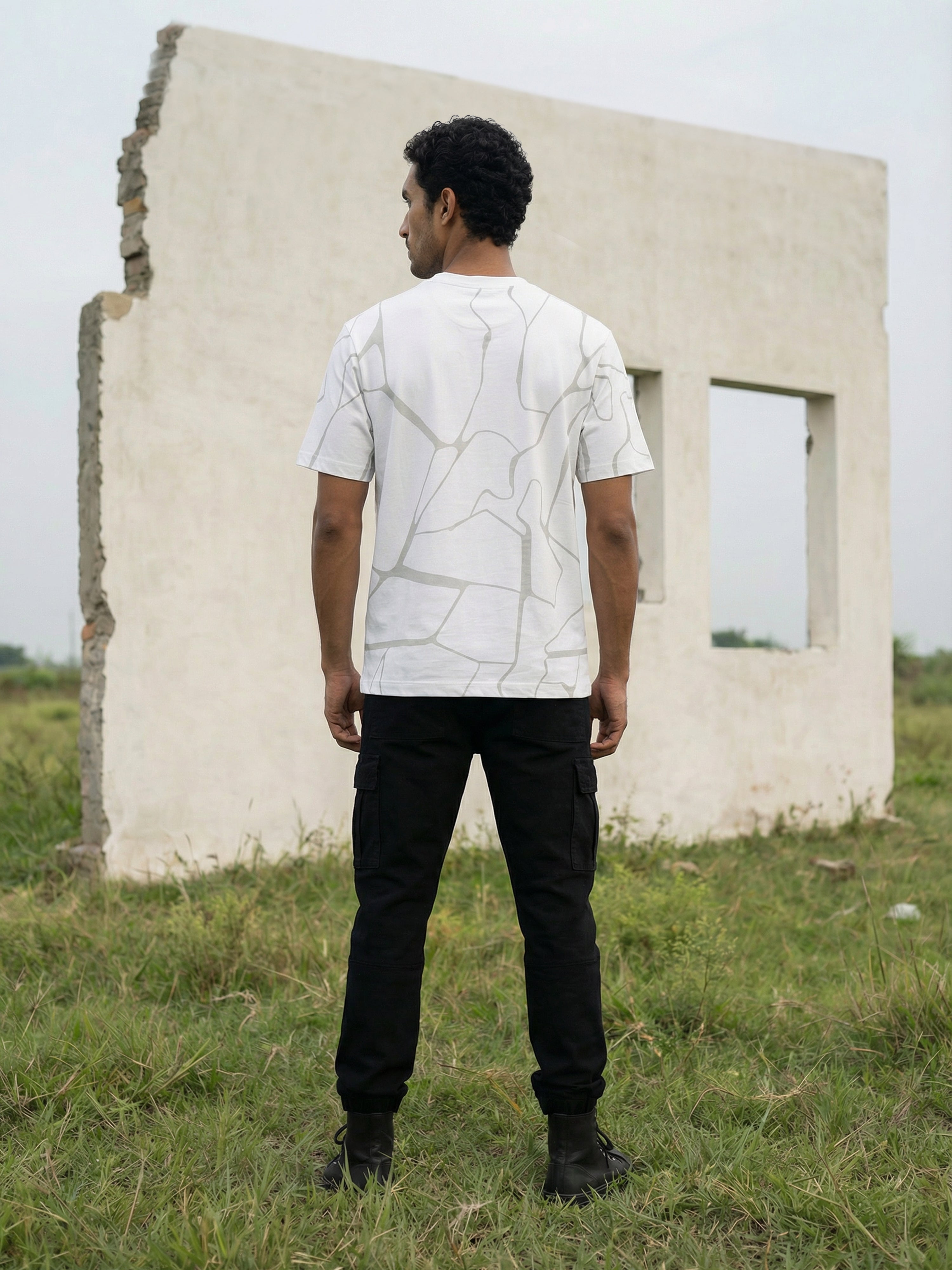 Bright White Single Jersey Round Neck Half T Shirt For Male