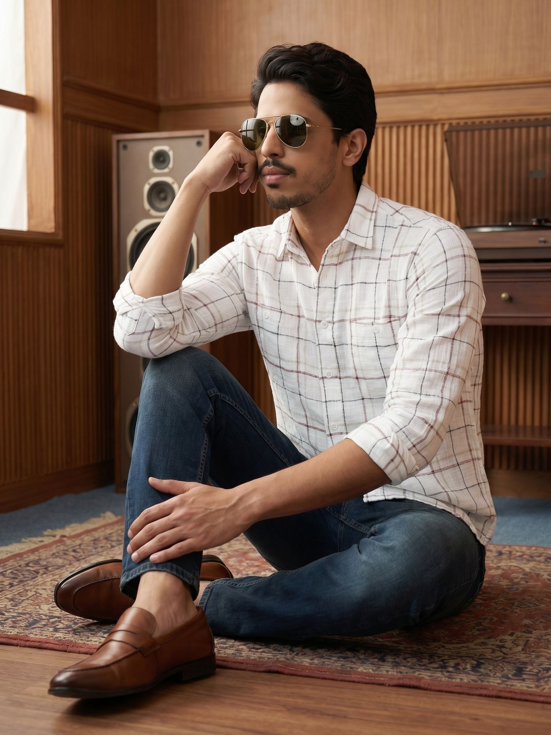 Men's Checks Brown Regular Fit Shirt