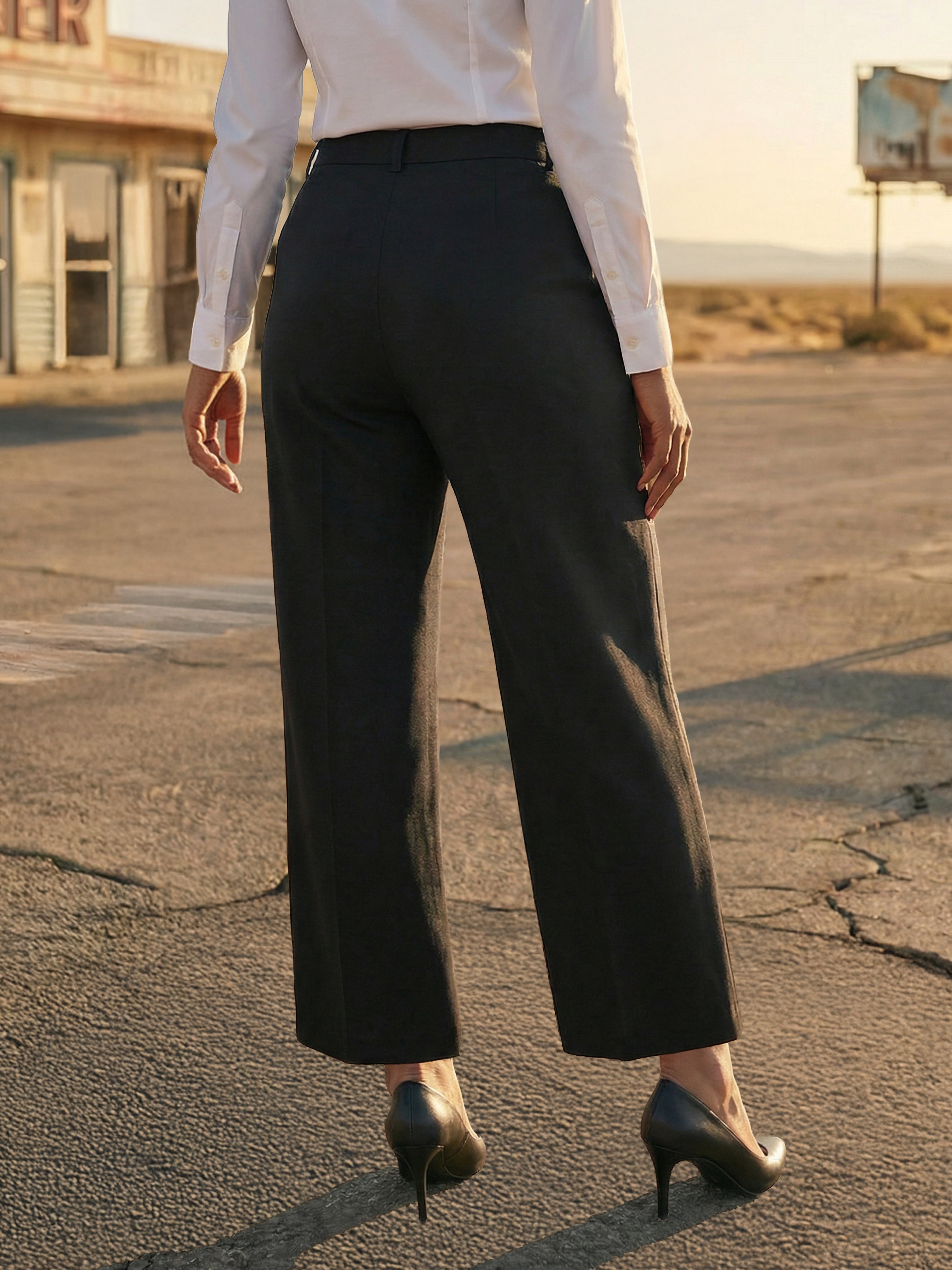 Women's Grey Twill Trouser with  Neck