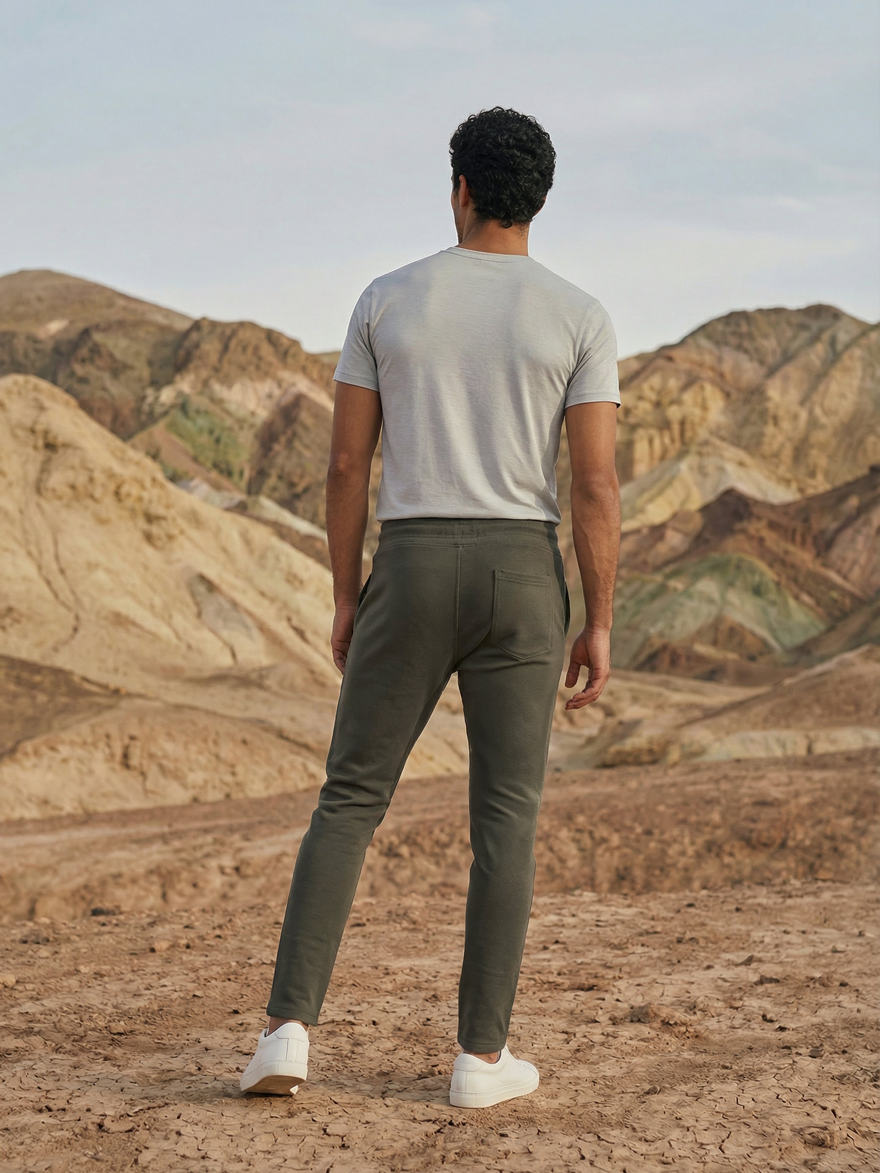 Dark Olive Cotton Blended  Track Pant For Male