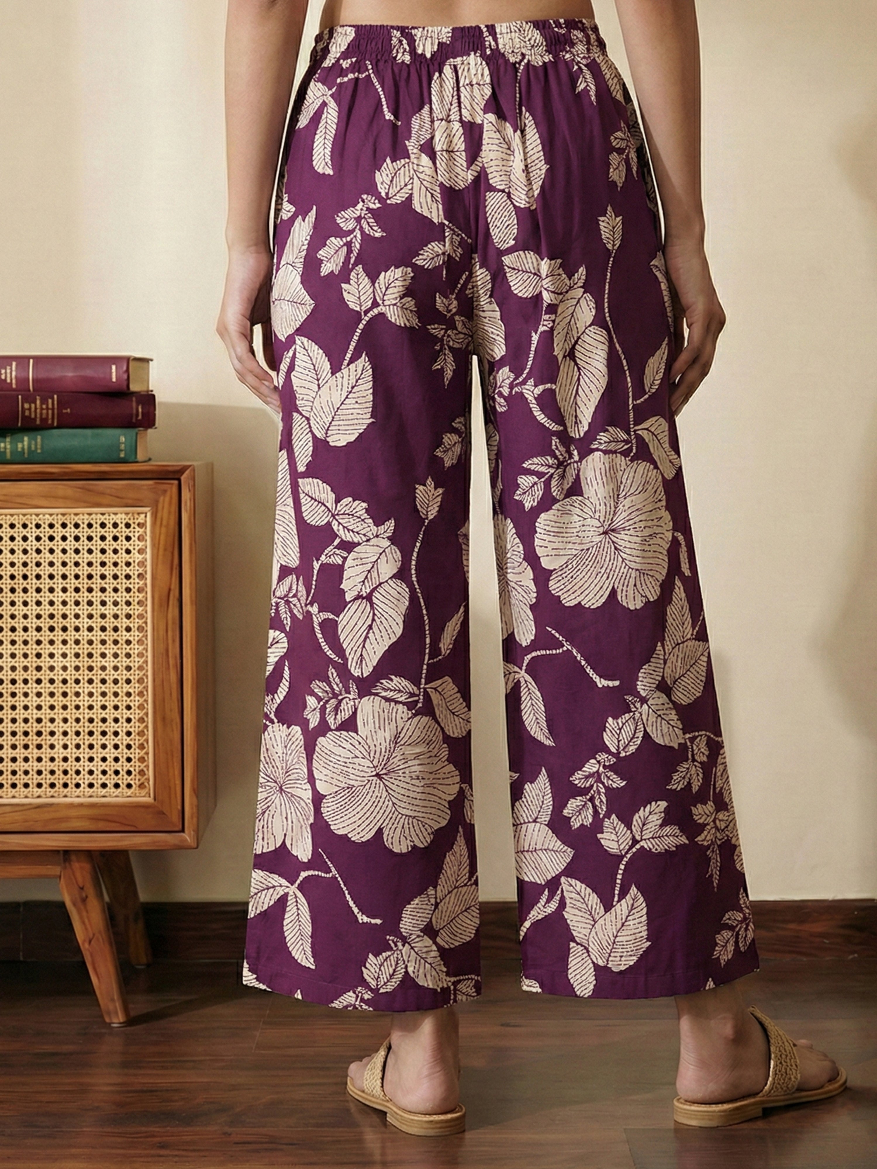 Purple Cotton Halter Neck Sleeveless Kurti Set