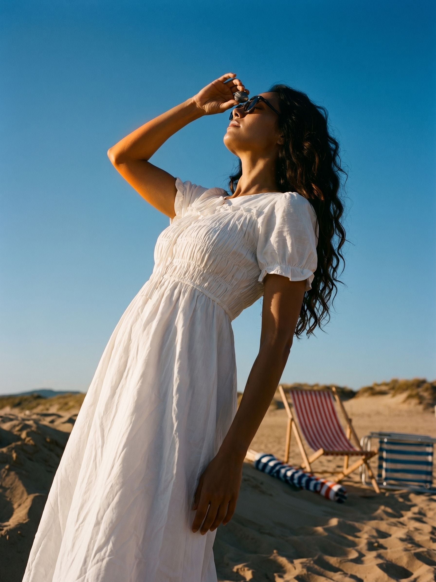 Women's NV Cotton White Relaxed Fit Round Neck Dresses