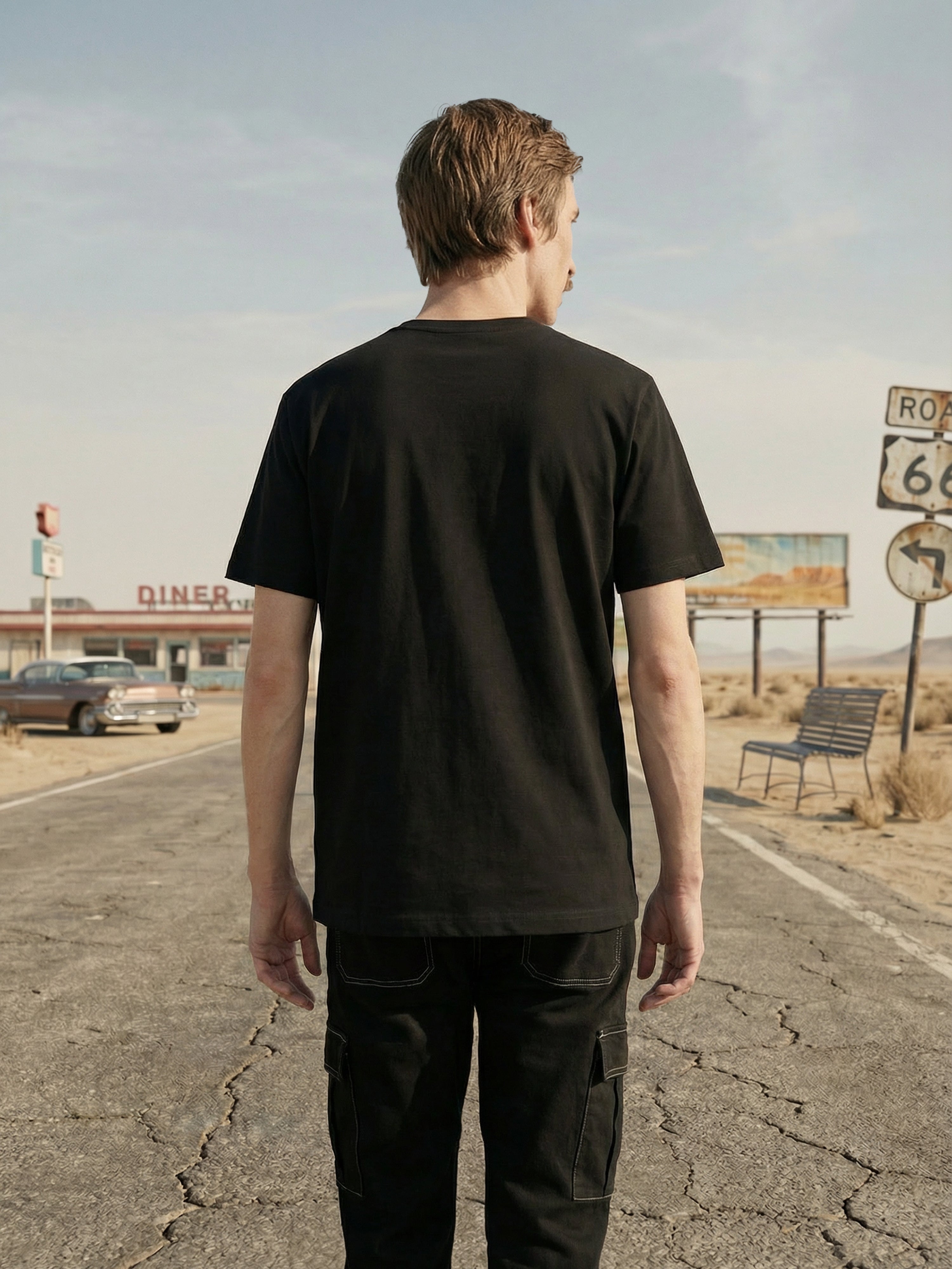 Black Cotton Jersy  Round Neck Half Sleeve T Shirt For Male