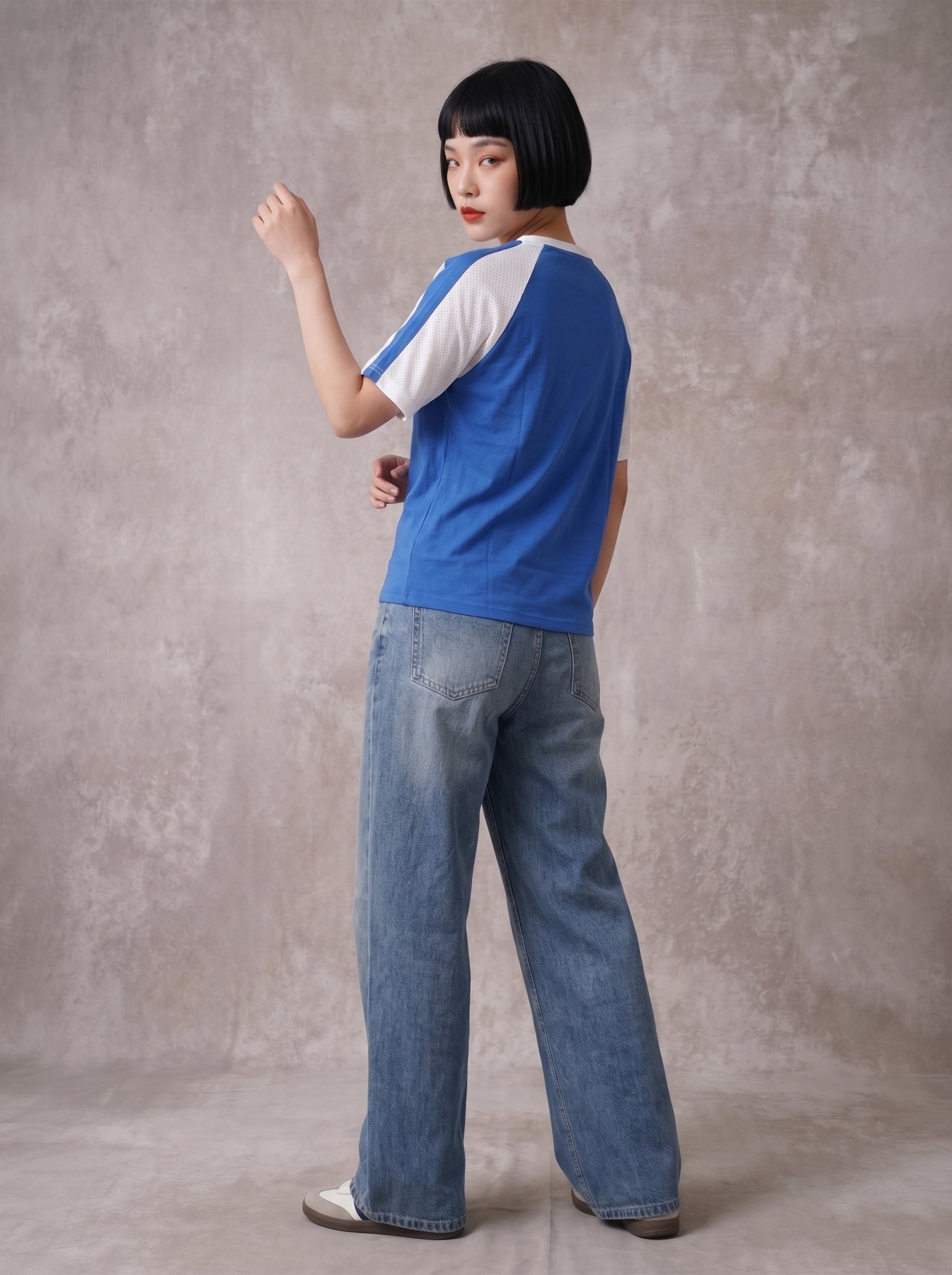 Women's Cotton Blue Oversized Fit T Shirt