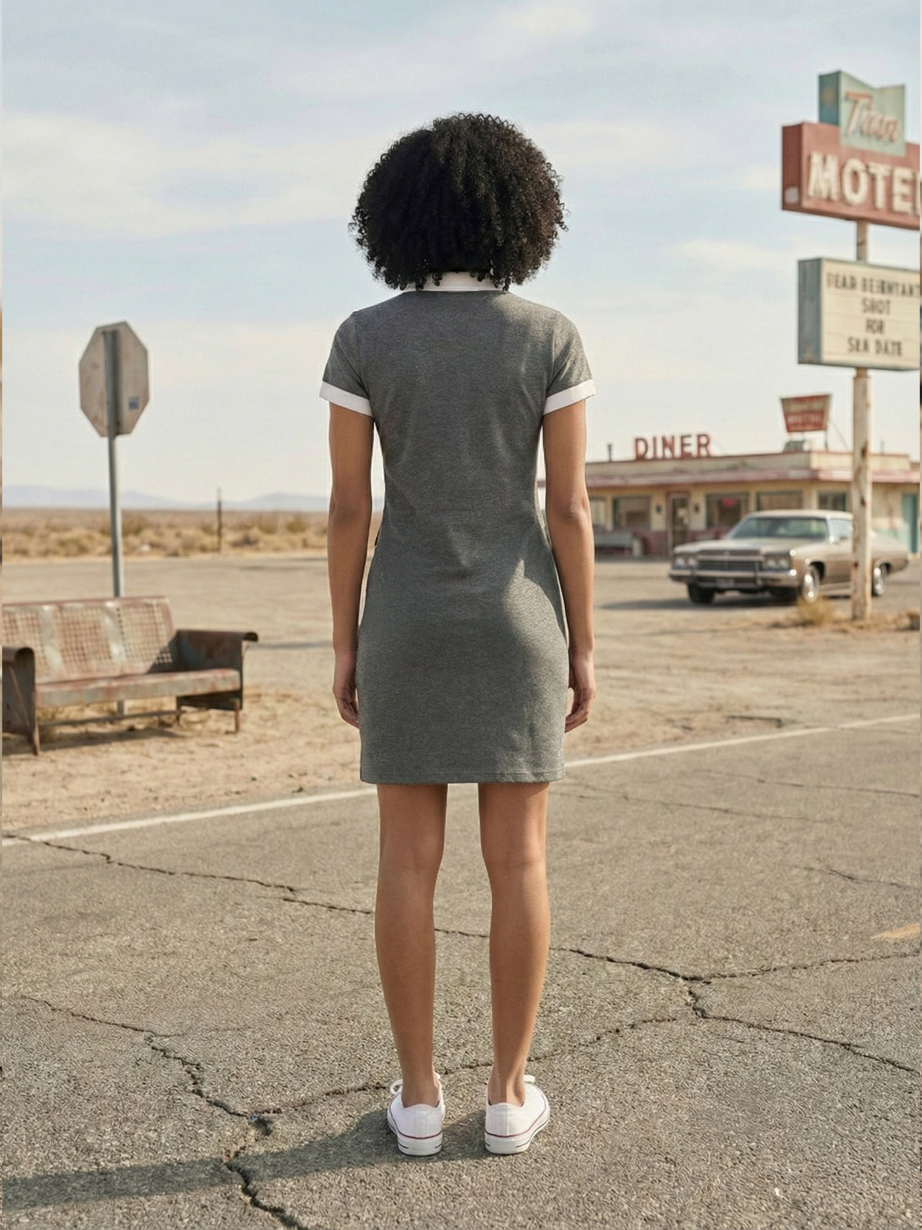 Women's Grey Matty Dresses with Collar Neck