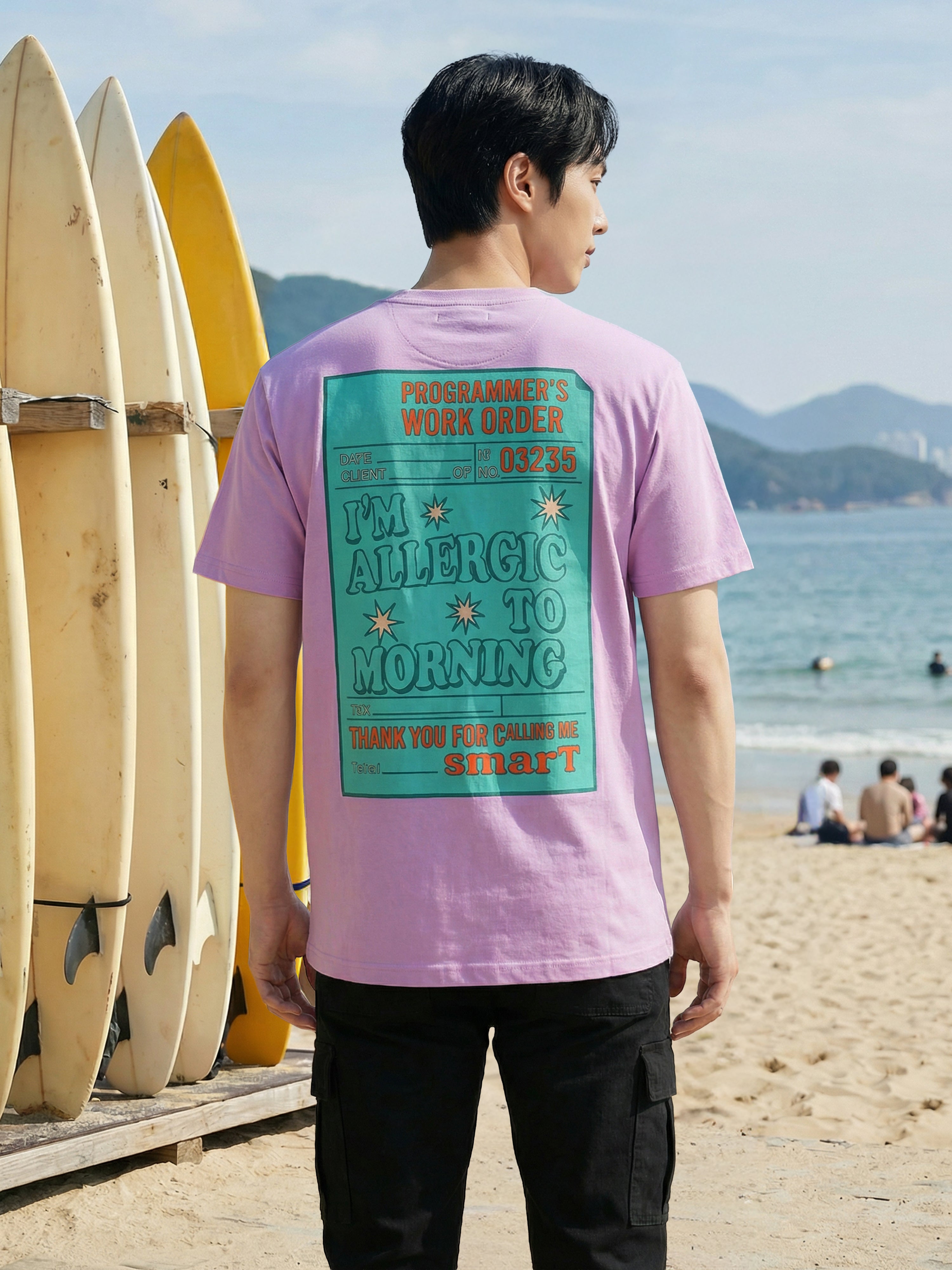 Cherry Blossom FrenchTerry  Round Neck Half Mens T Shirt