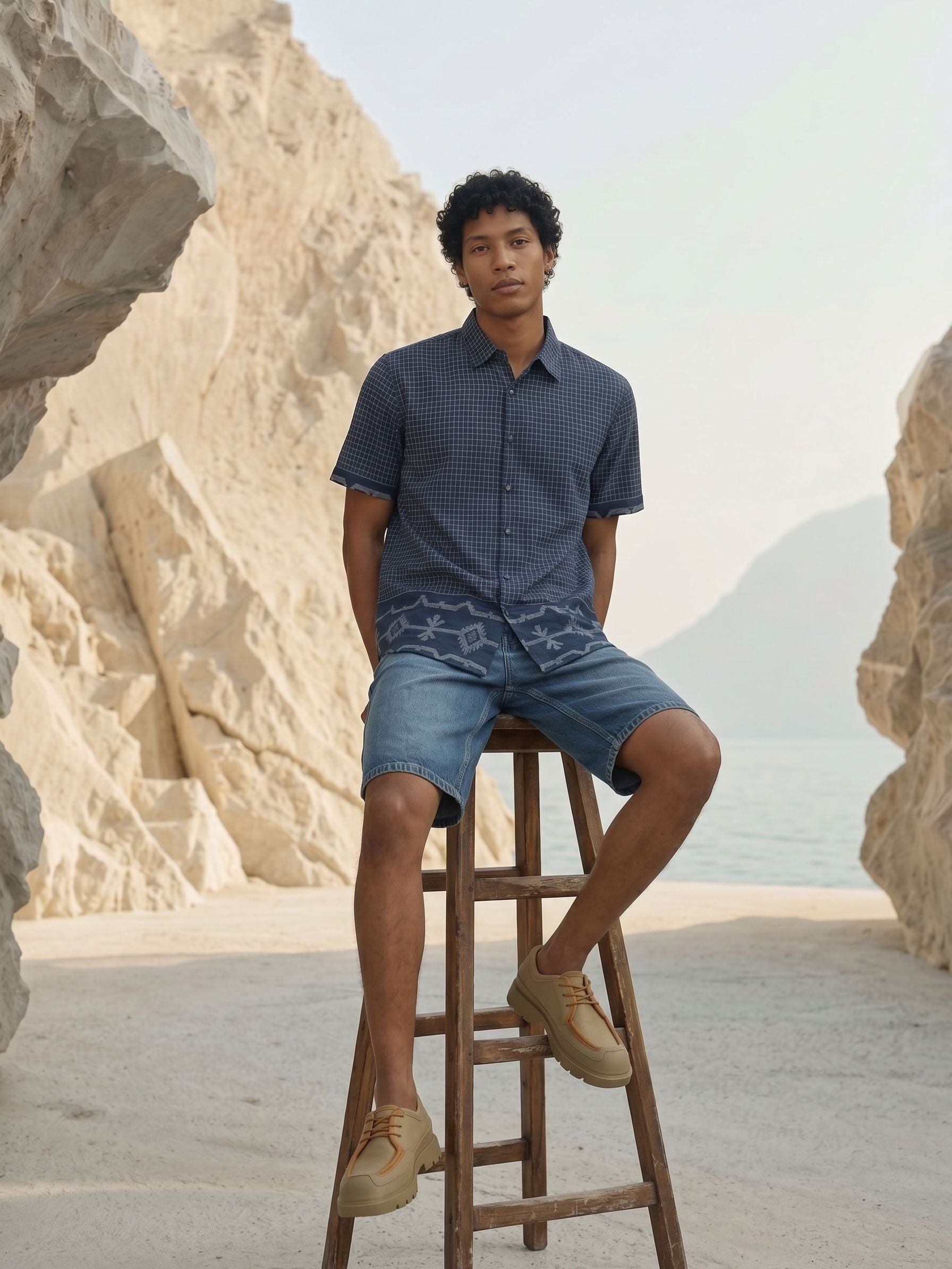 Men's Cotton Navy Relaxed Fit Shirt