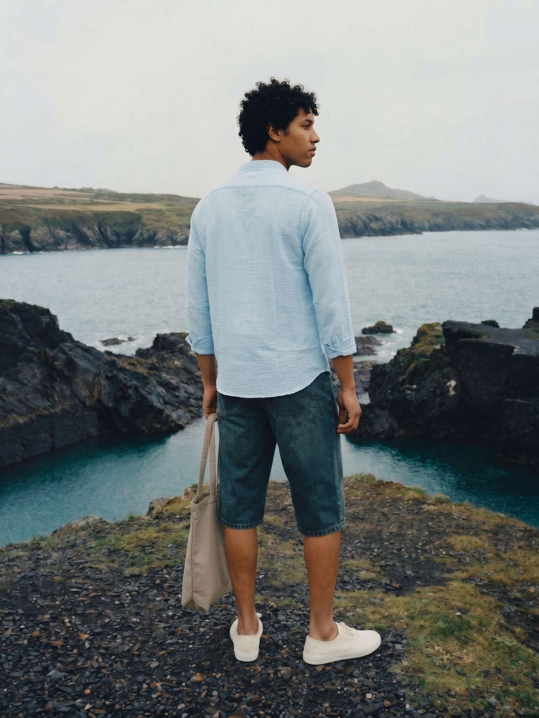 Men's Solid Slub Sky Regular Fit Shirt
