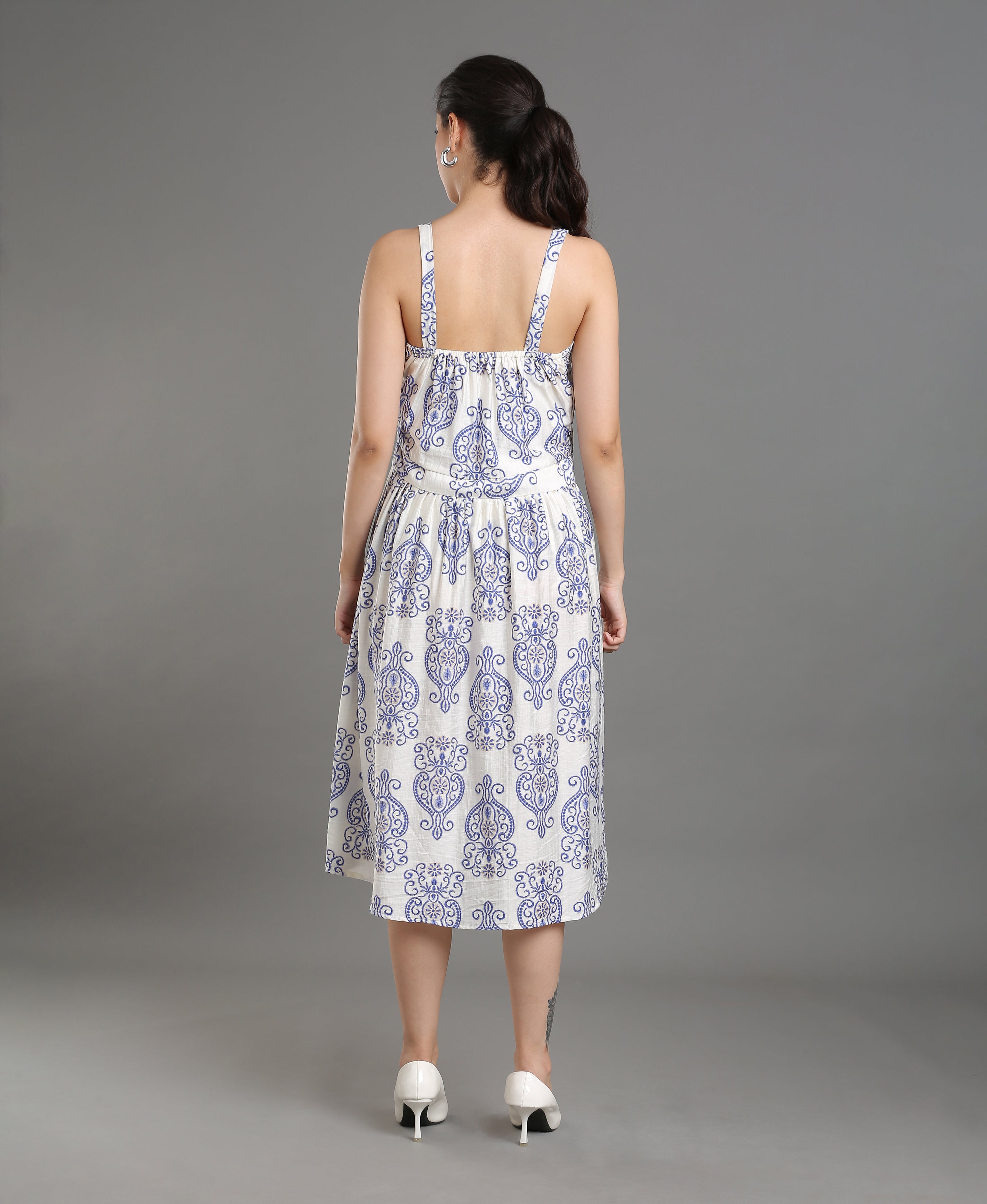 Azure Bloom Cotton Dress