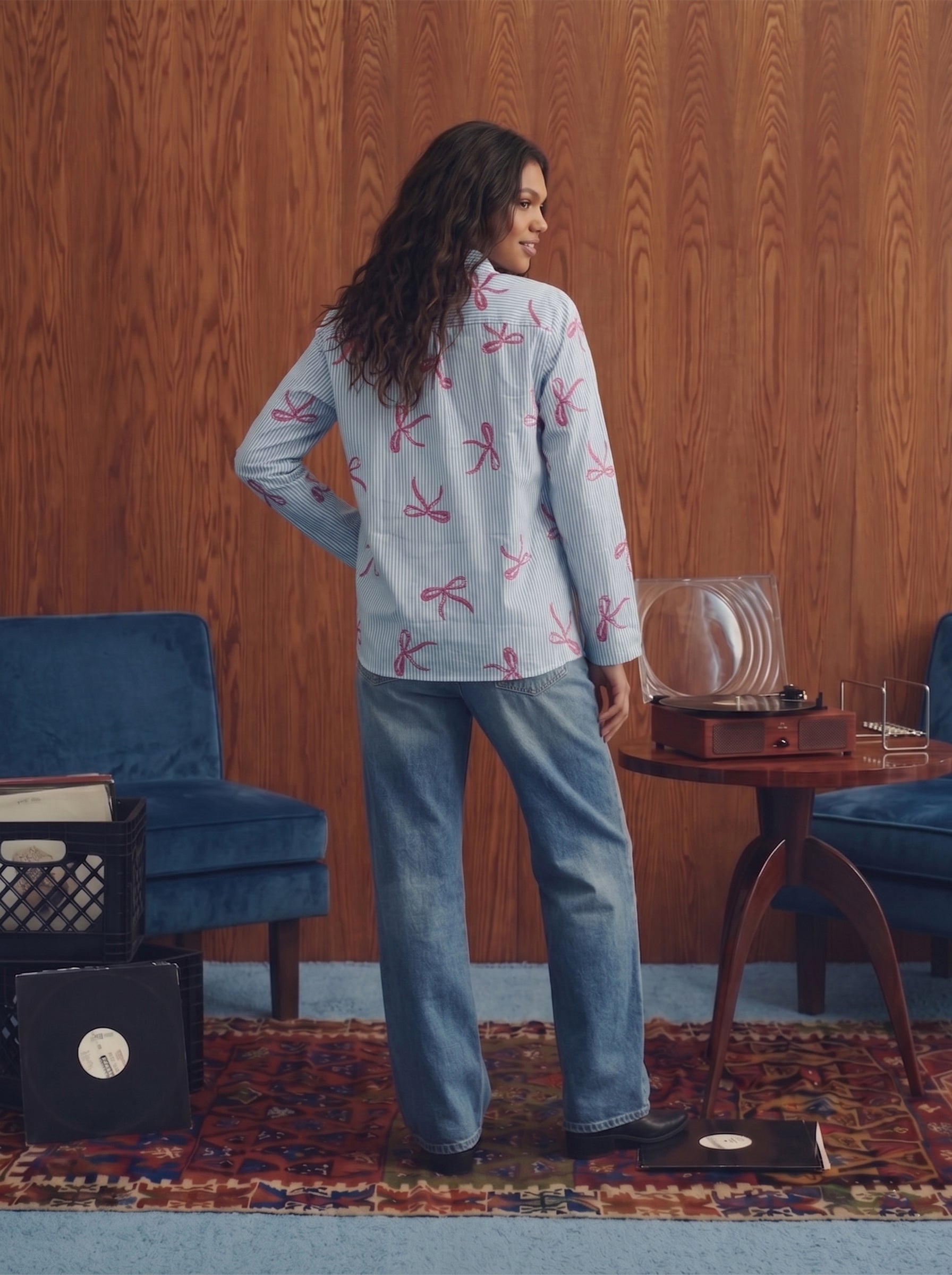 Women's Poly Rayon Sky Blue Relaxed Fit Shirt