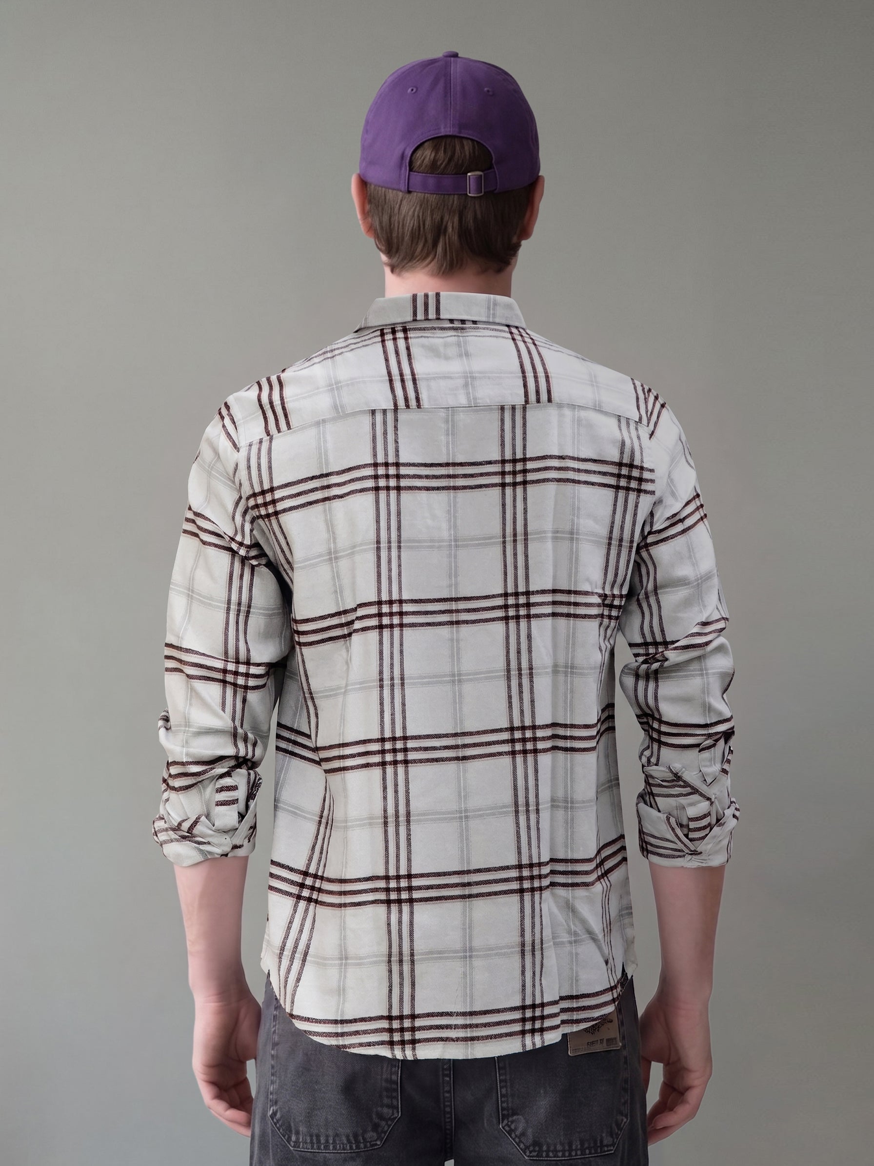 Men's Checks Grey Relaxed Fit Shirt