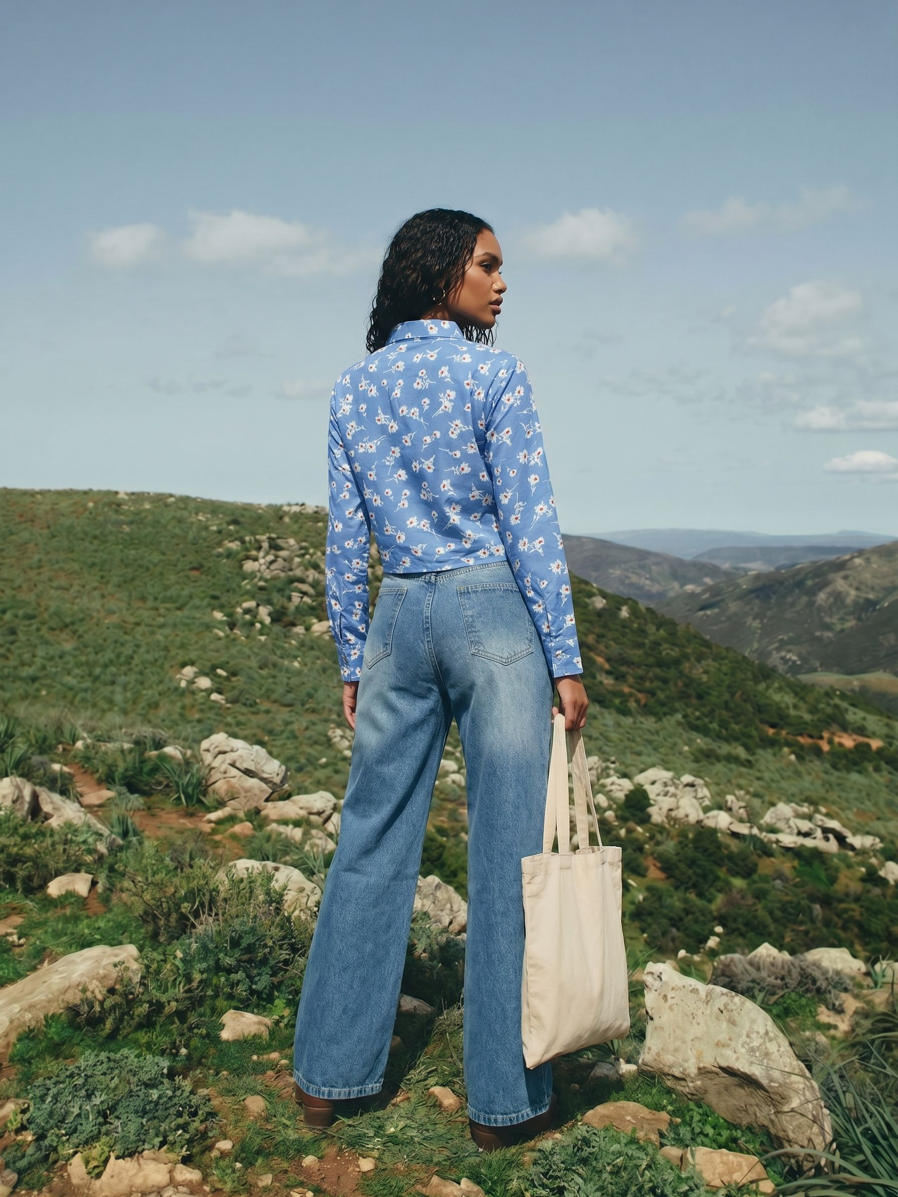 Women's Poly Rayon Blue Relaxed Shirt