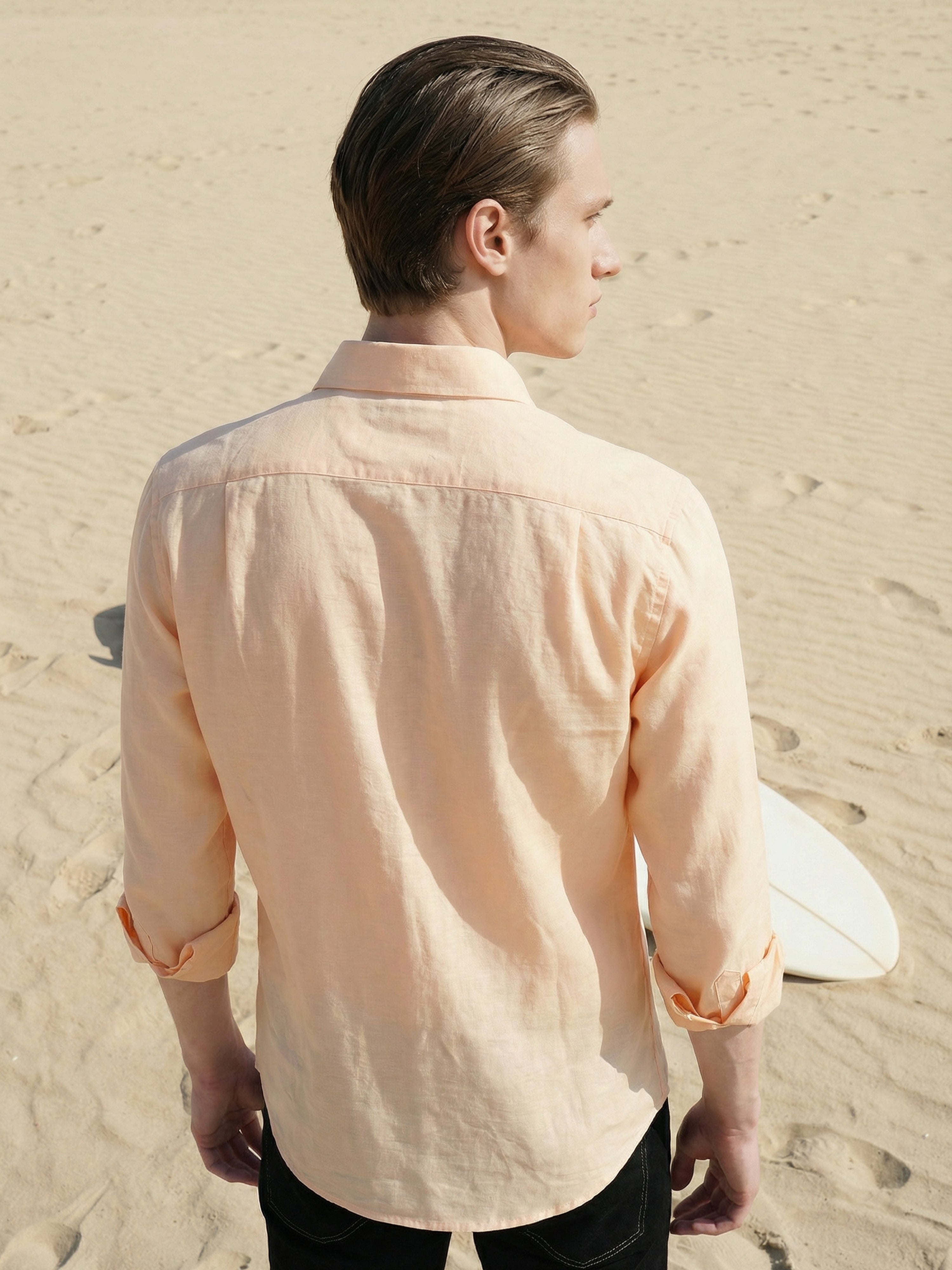 Orange Semi Cotton Cut Away Collar Full Sleeves Mens Shirt