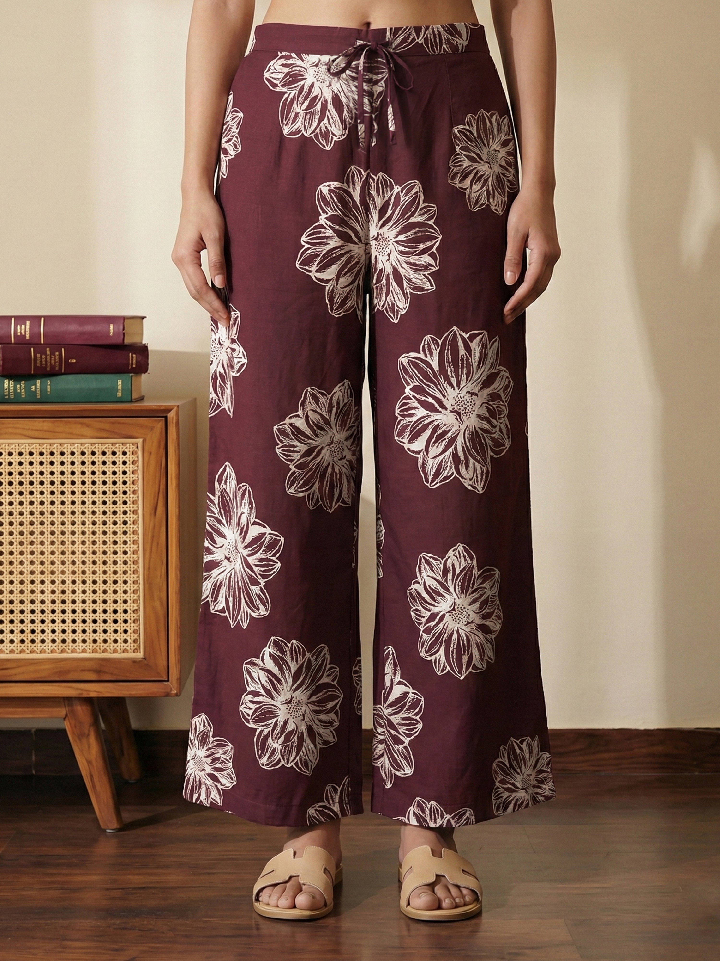 Wine Cotton Halter Neck Sleeveless Kurti Set For Female