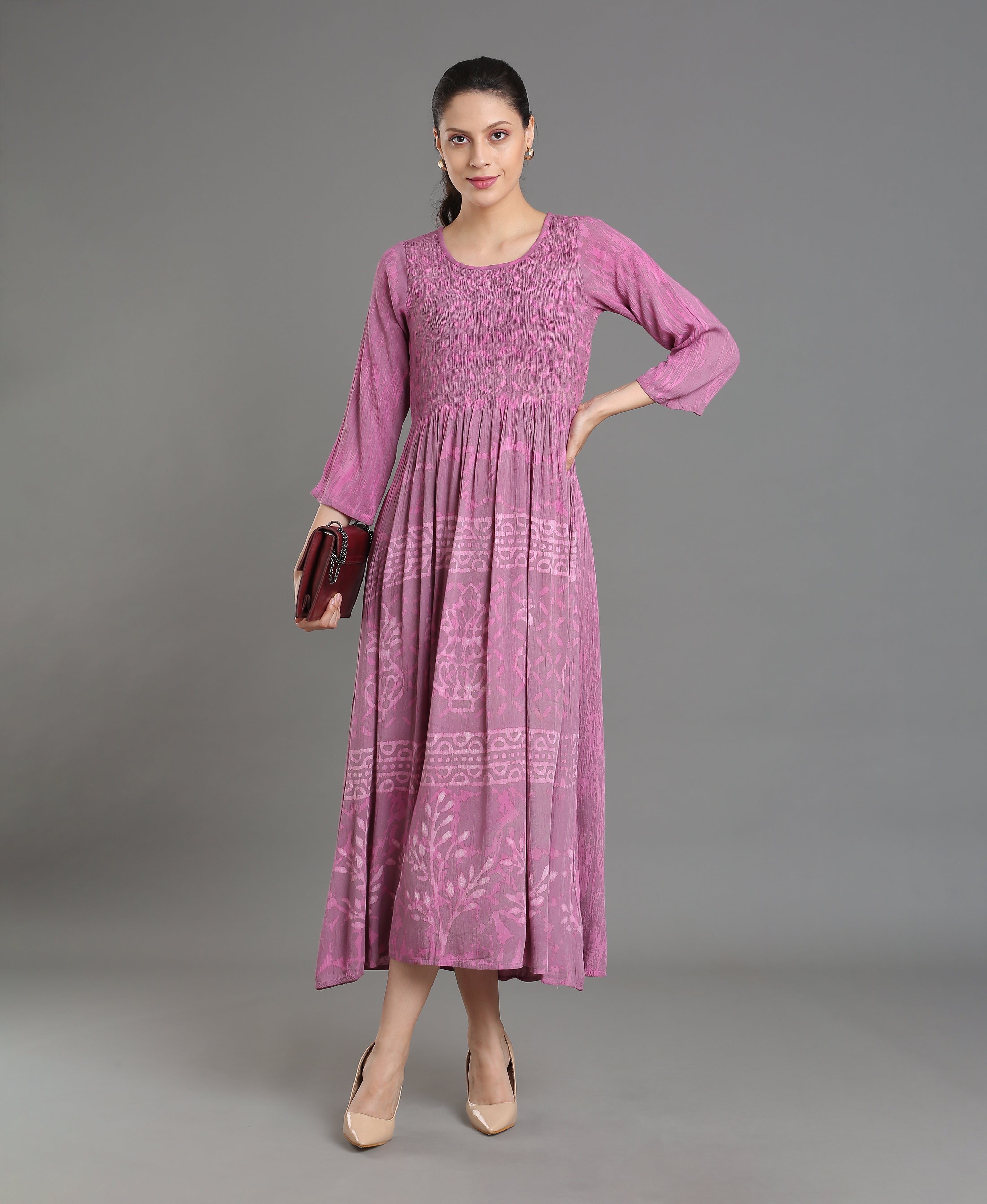 Dusty Bloom Rayon Flared Dress
