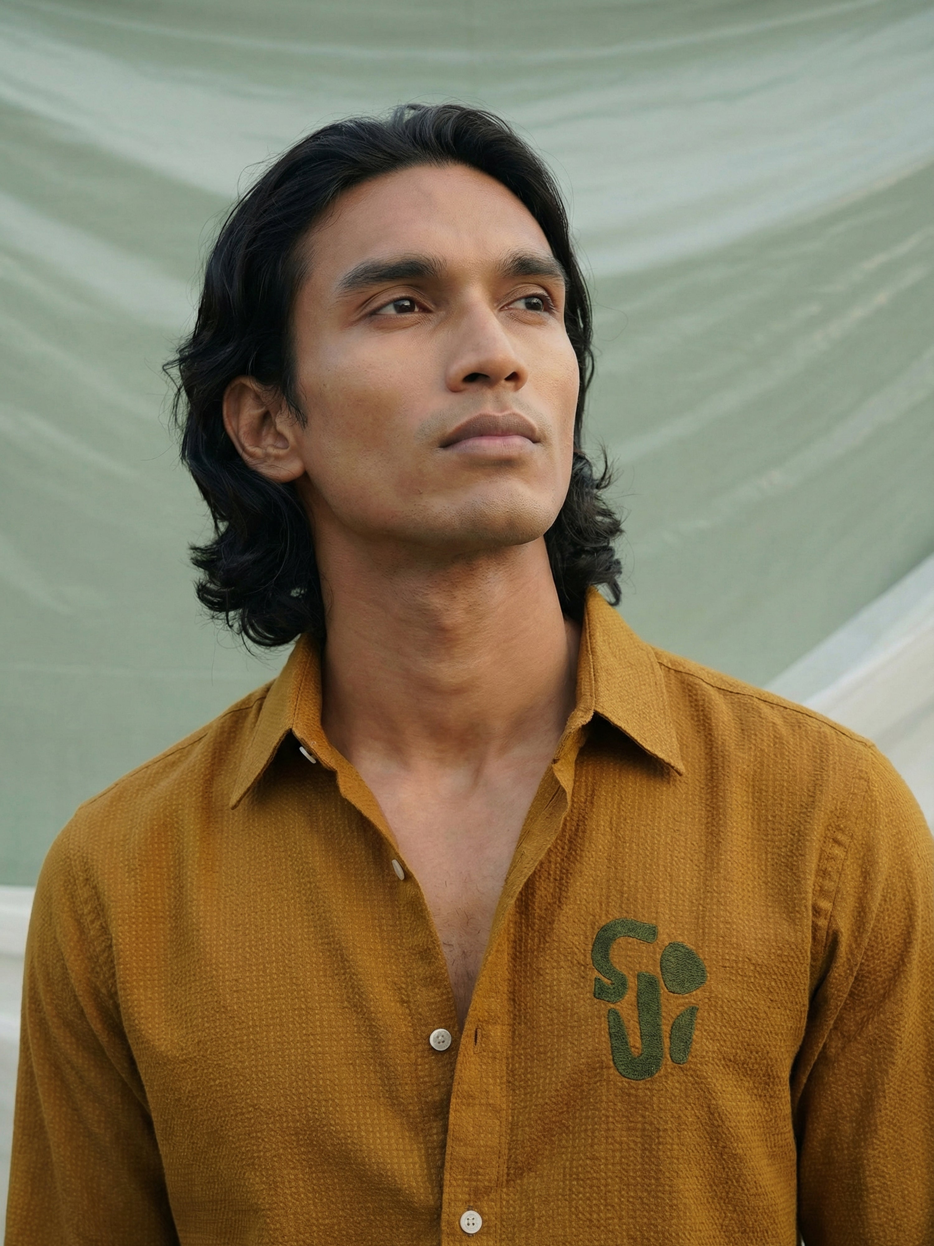 Mustard  Psp Checks Semi Cut Away Collar Full Sleeves Shirt For Male