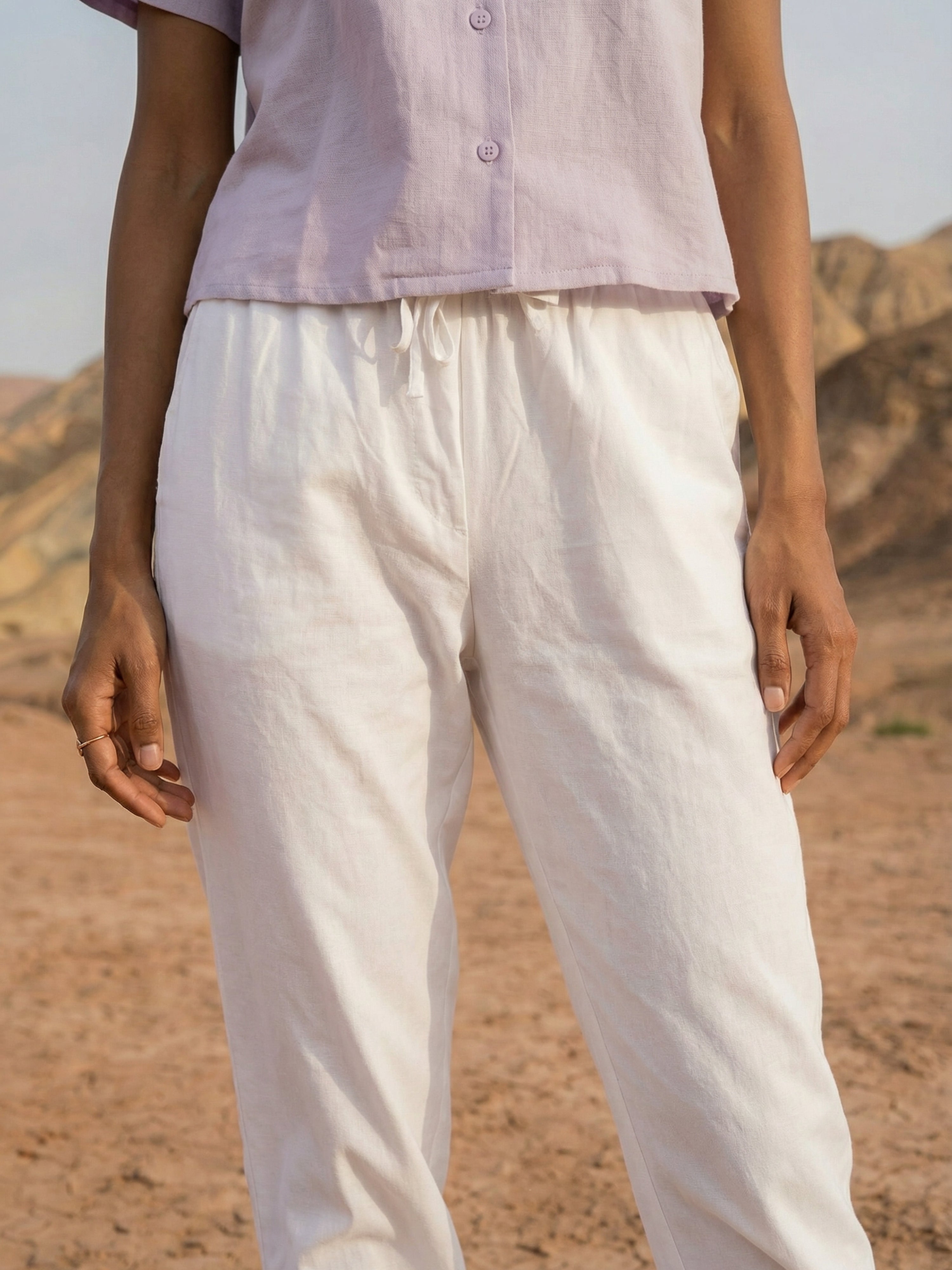 White Rayon Modal Pencil Fit Women’s Bottom