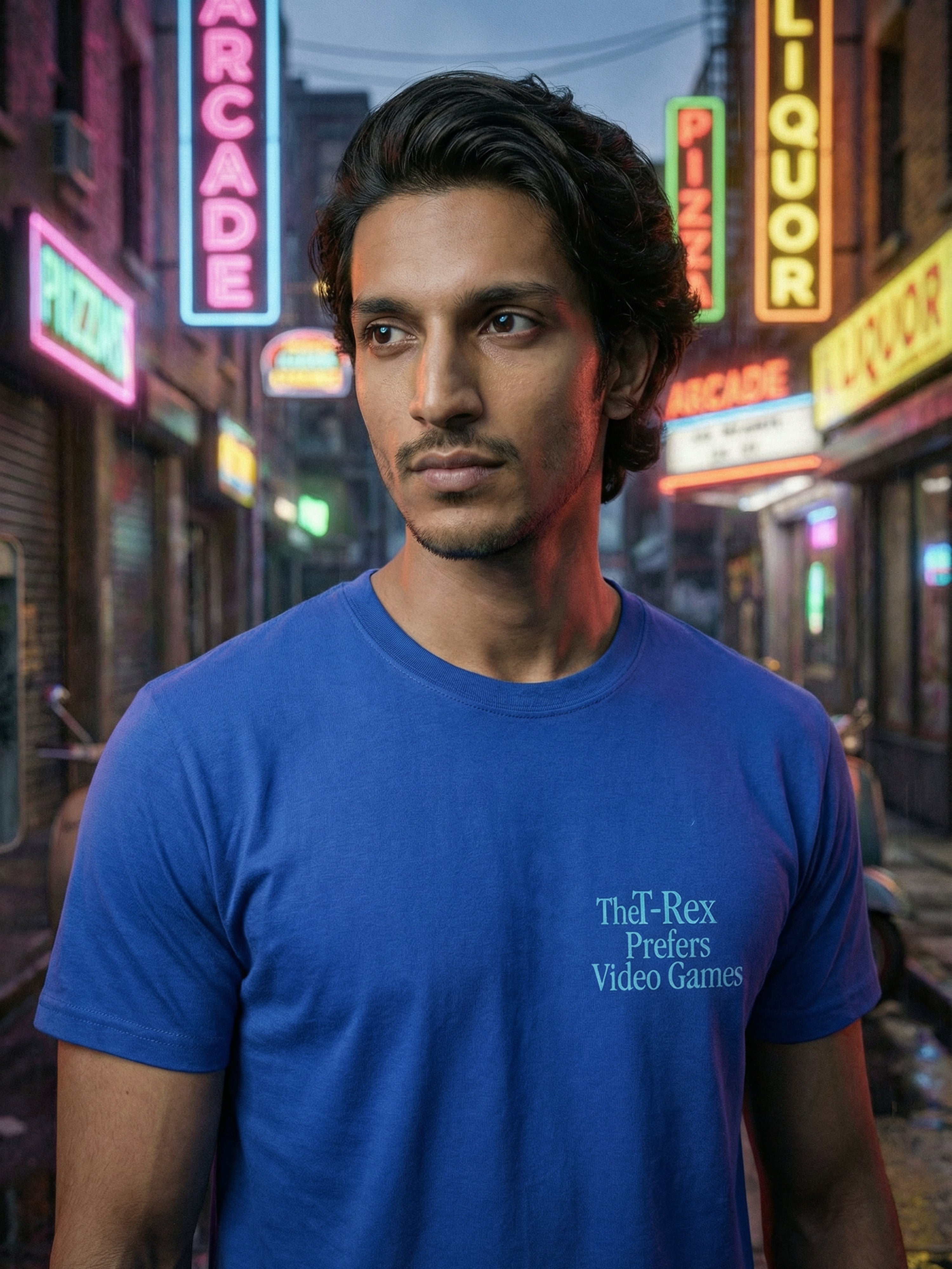 Blue Cotton Jersy  Round Neck Half Sleeve T Shirt For Male