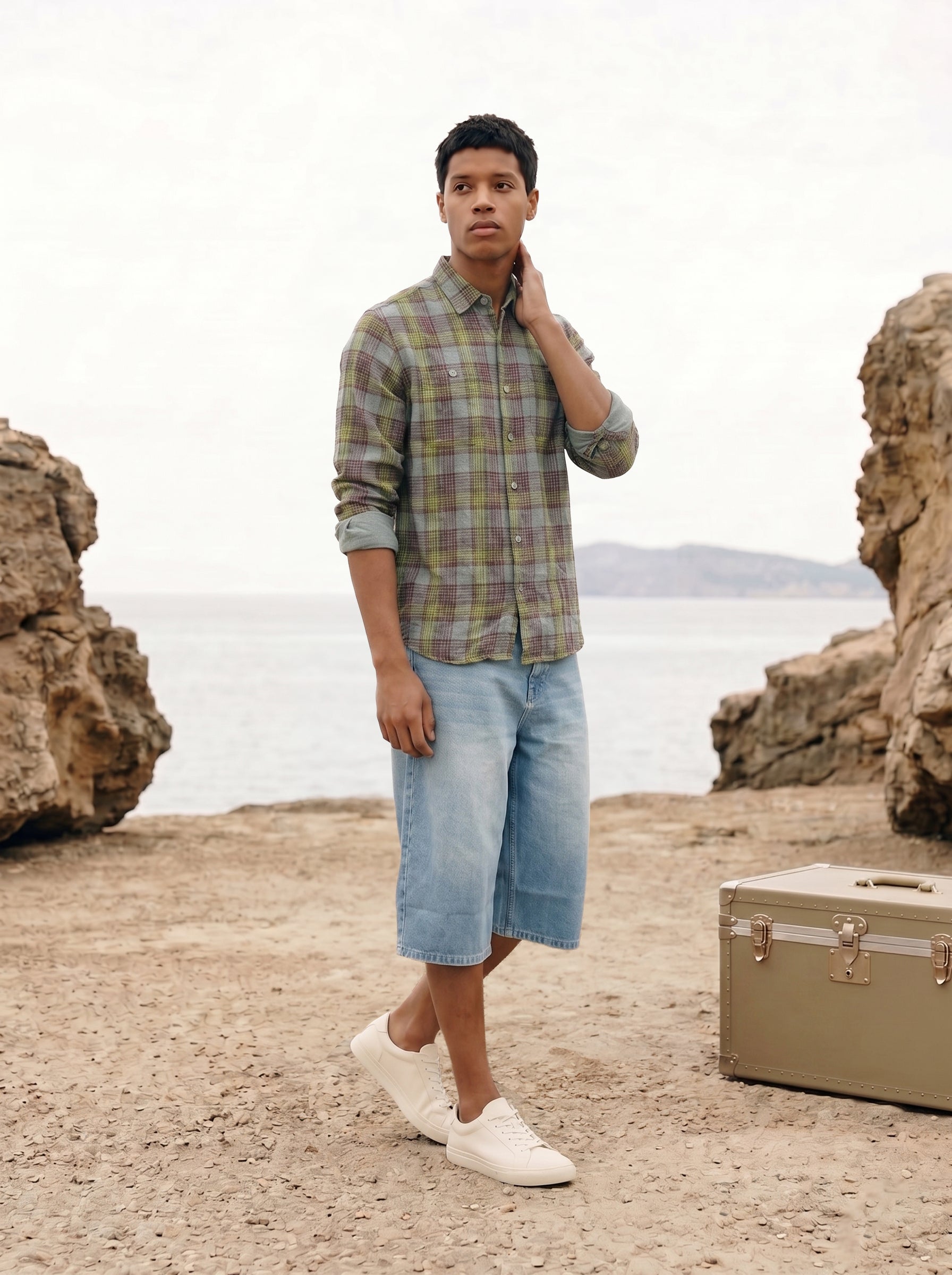 Men's Checks Green Relaxed  Fit Shirt