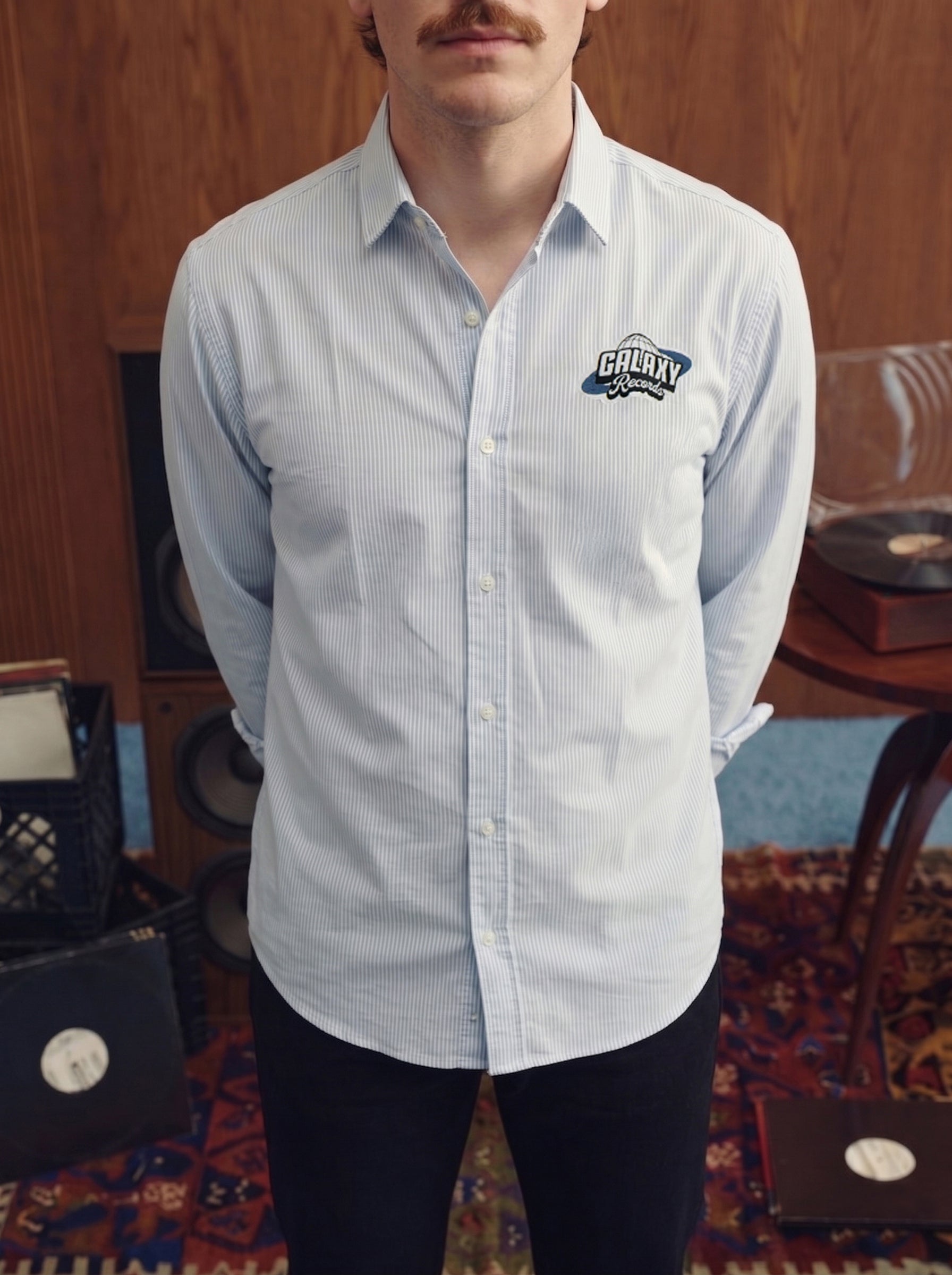 Men's Pinned Stripes Light Grey Relaxed Fit Shirt