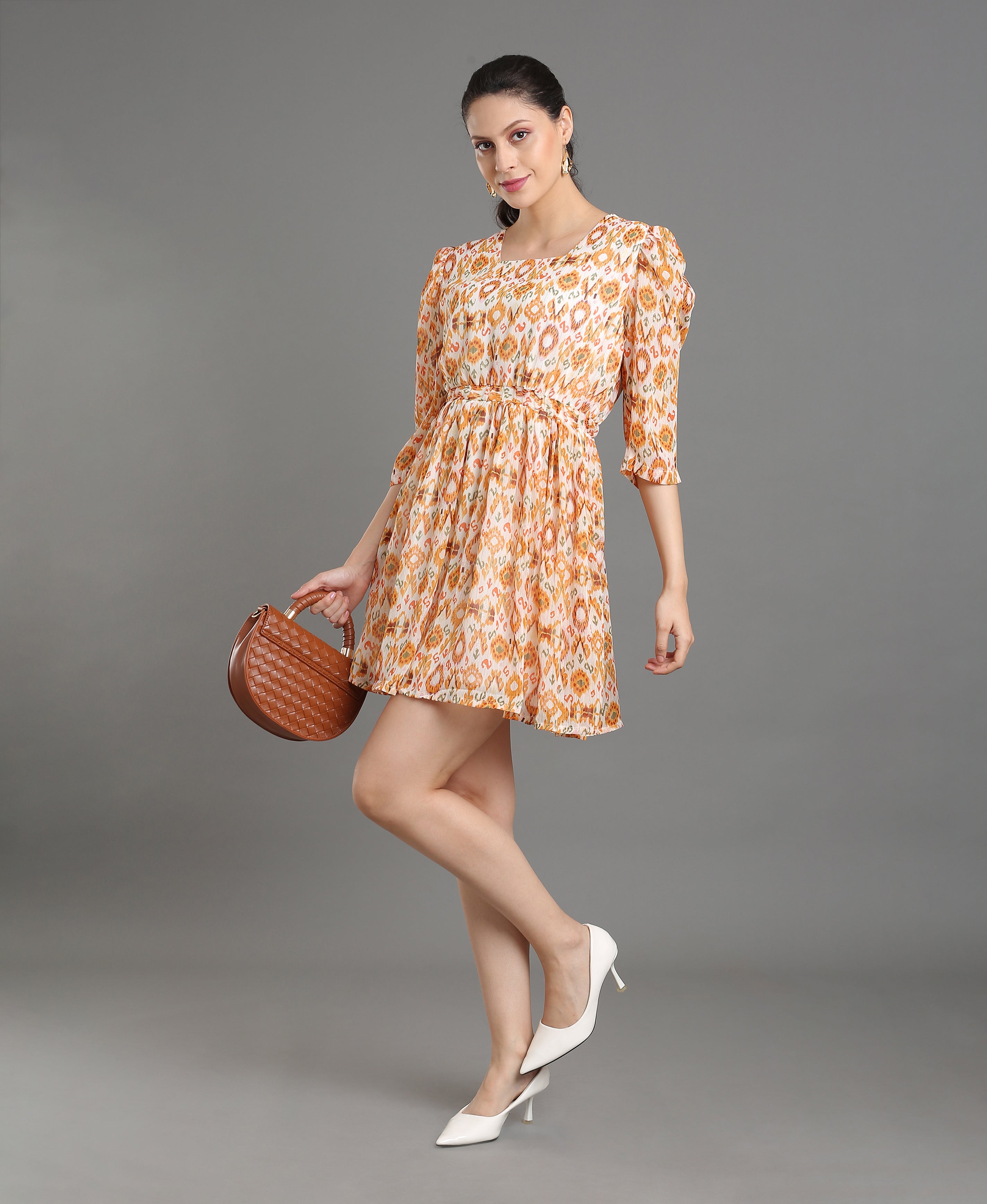 Golden Glow Chiffon Dress