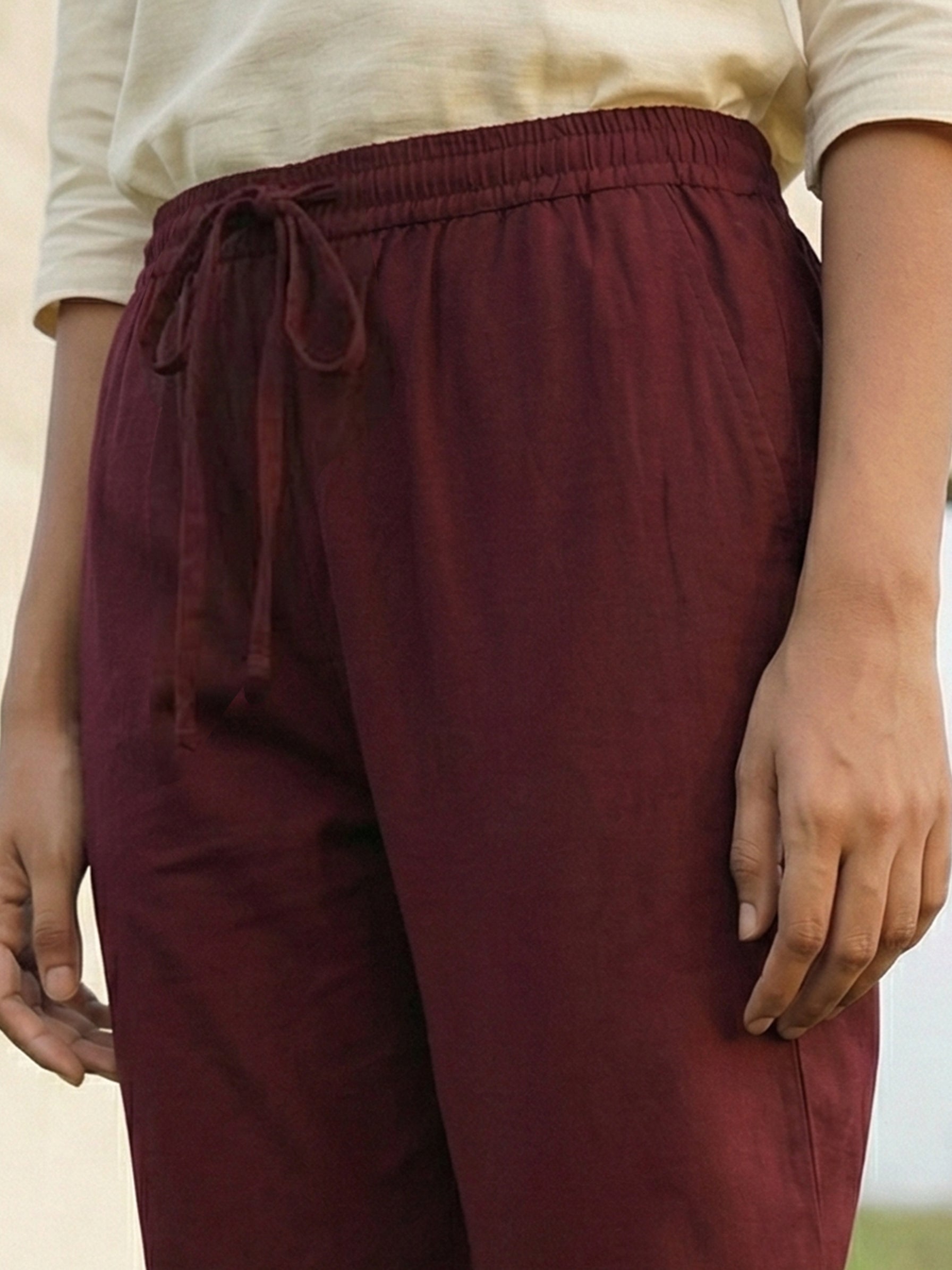 Maroon Rayon Modal Pencil Fit Women’s Bottom