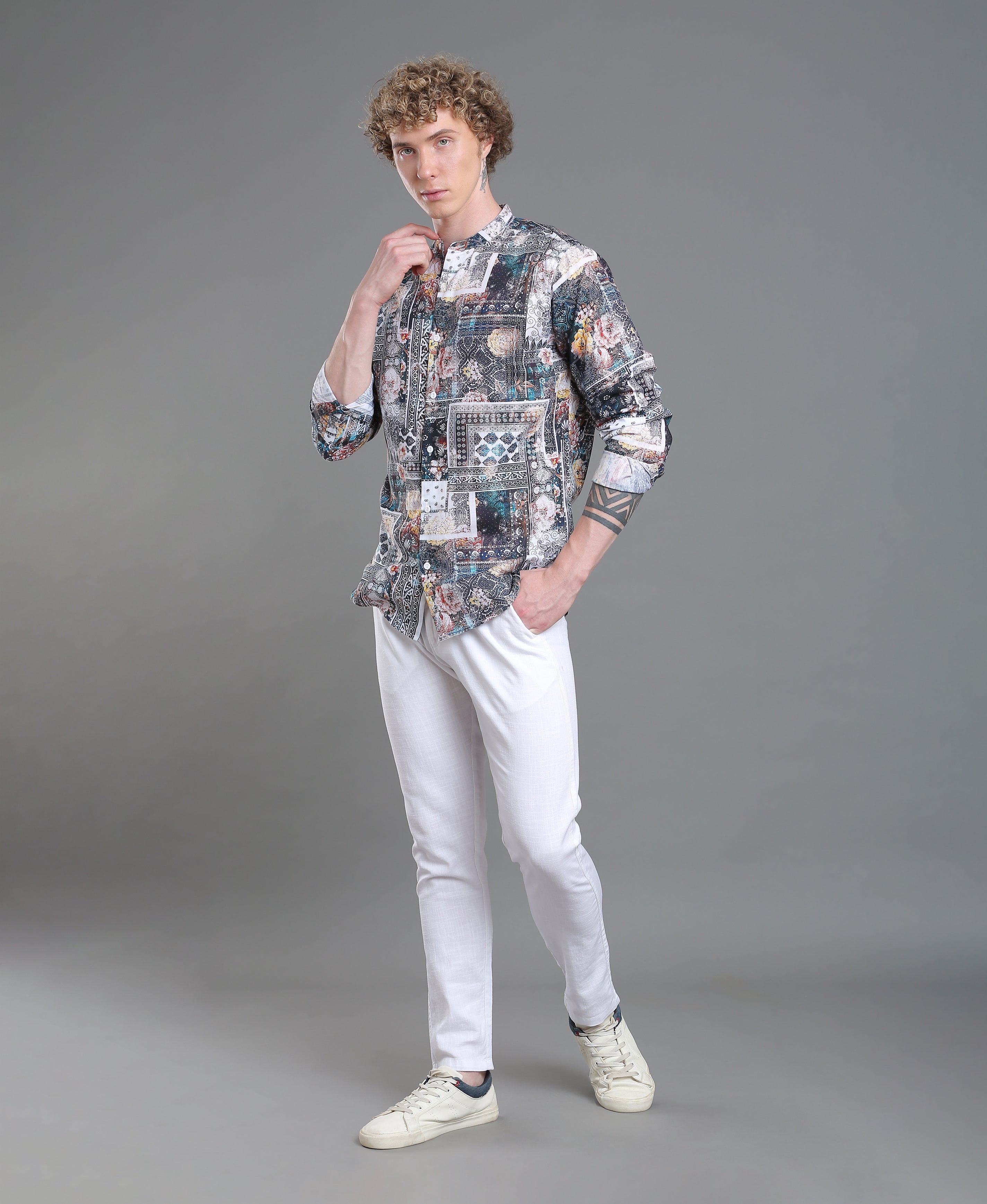 Tropica Linen Print Slim Shirt