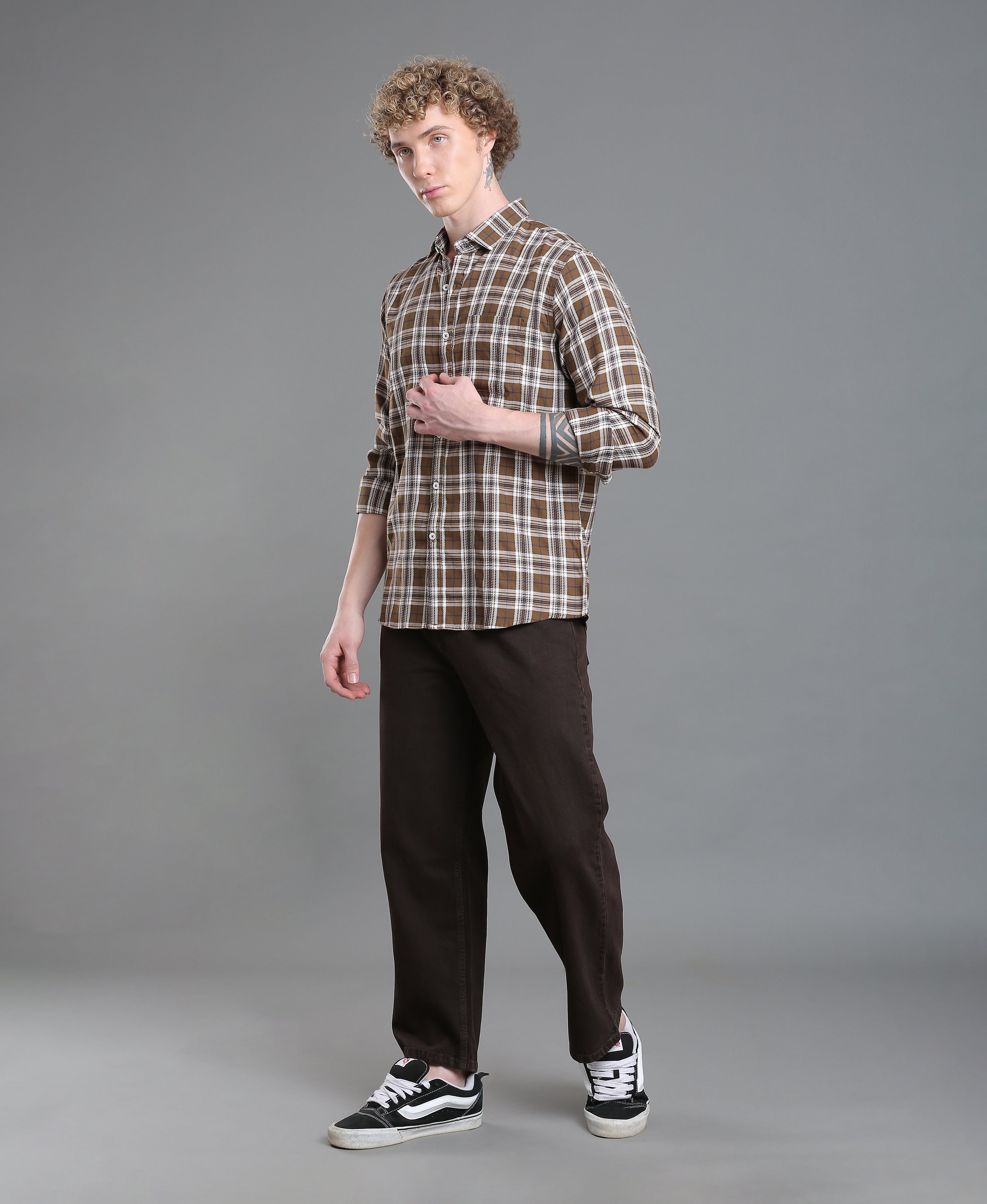 Olive Check Tailored Shirt