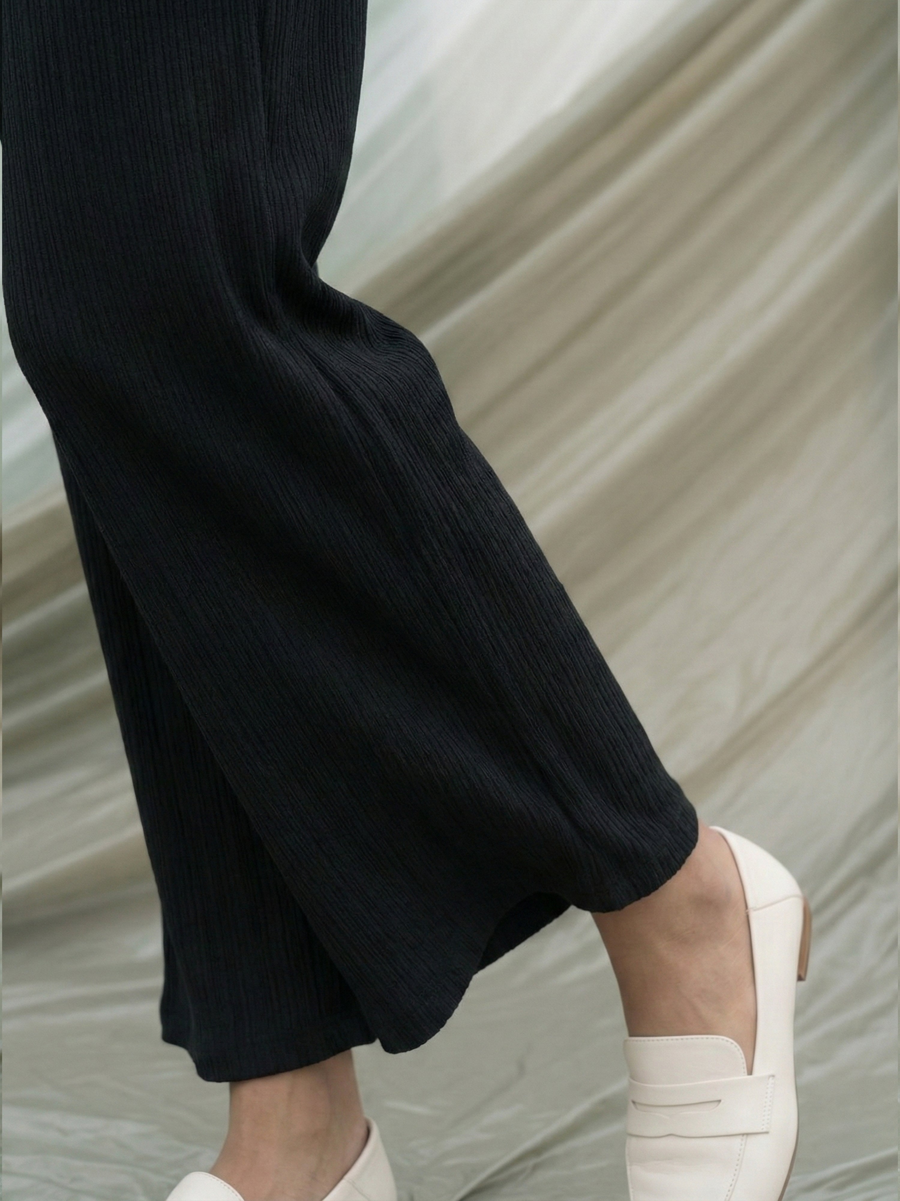 Black Rayon Crepe Flared Women’s Bottom